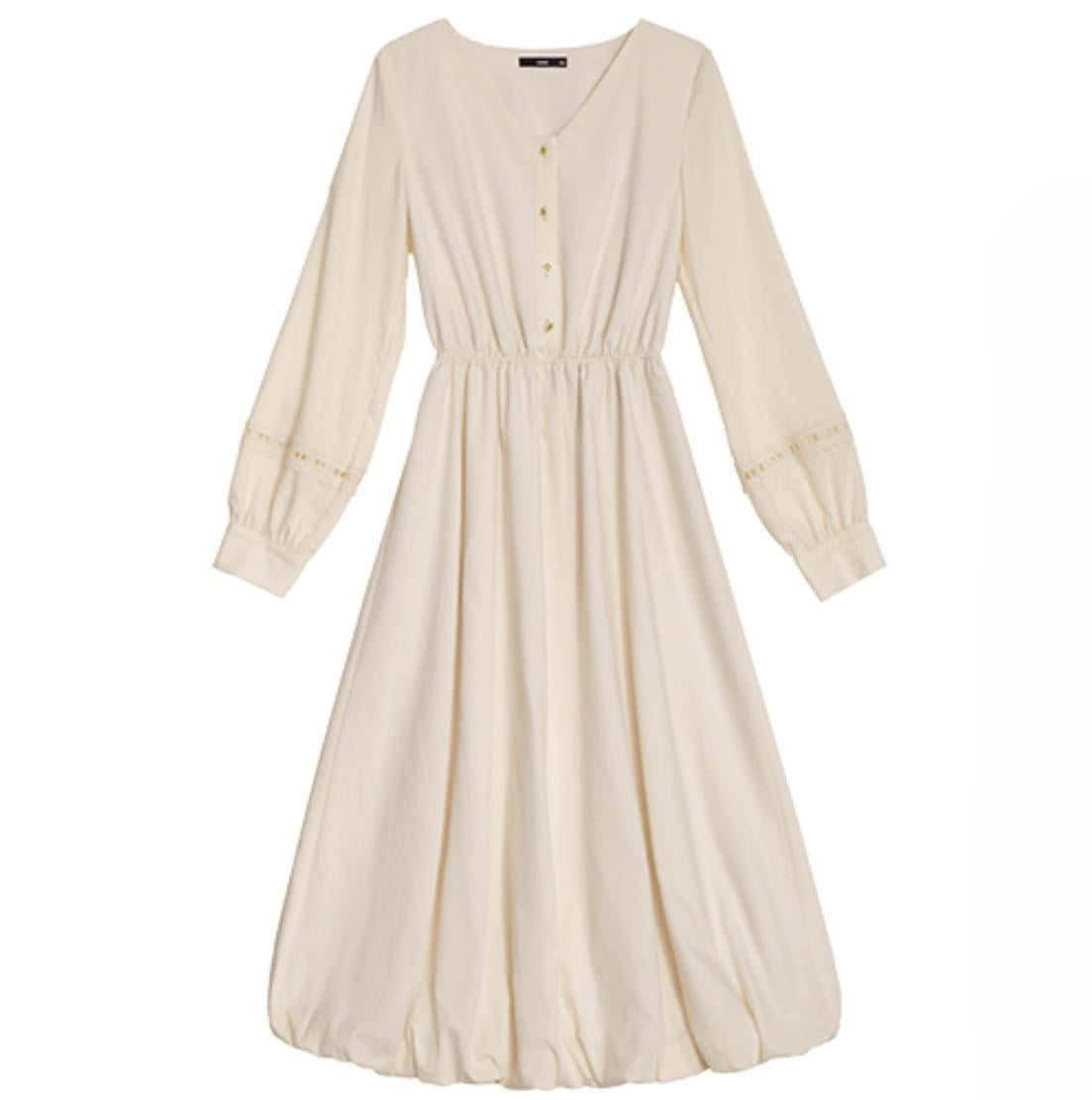 Urban Hibiscus Apricot White Bud Dress Set-Up