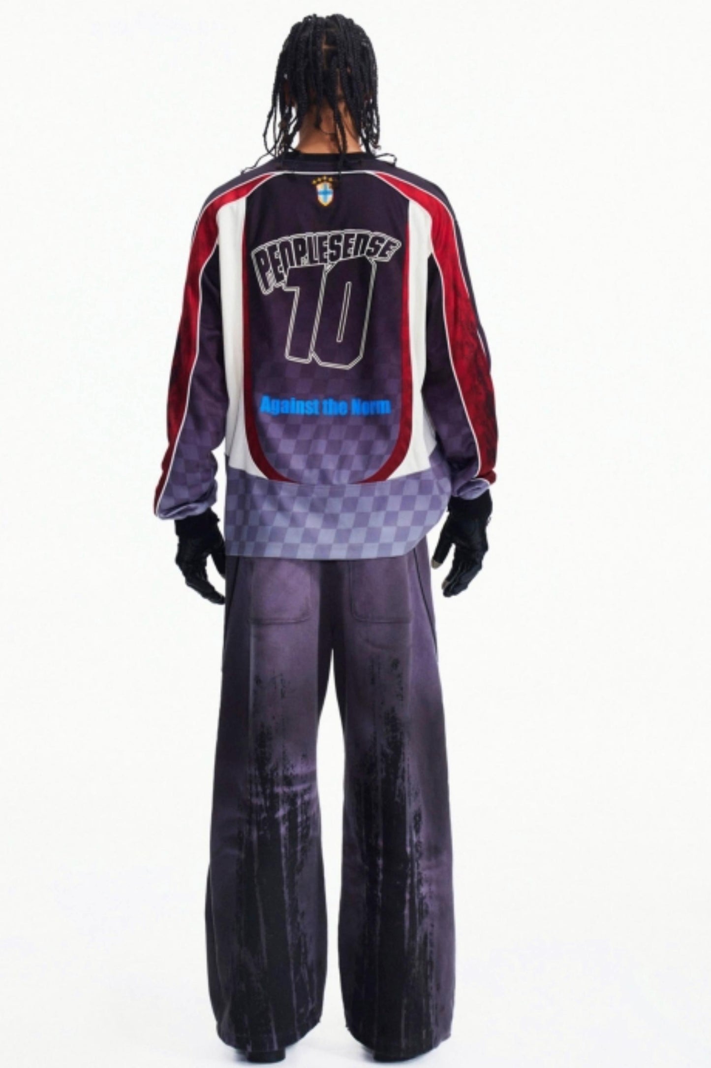 Diagonal Check Sleeve T-Shirt