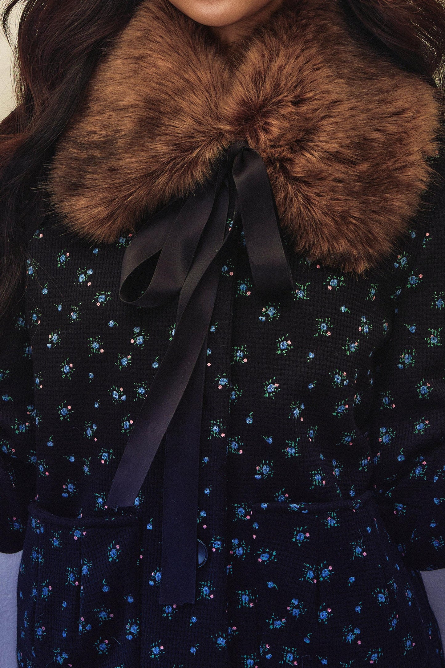 Black Floral Pleated Jacket Skirt Set-Up