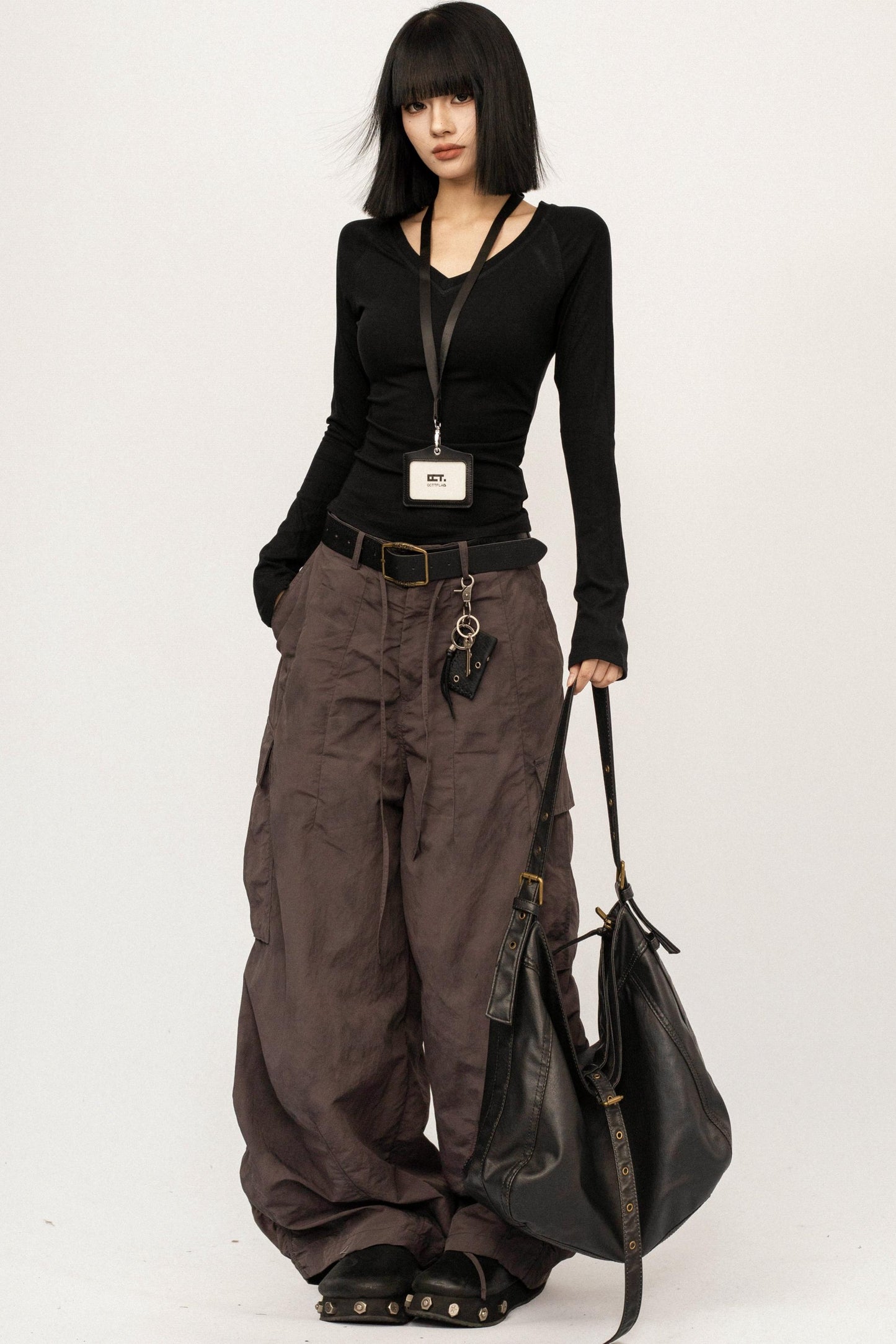 Black V-Neck Slim Top