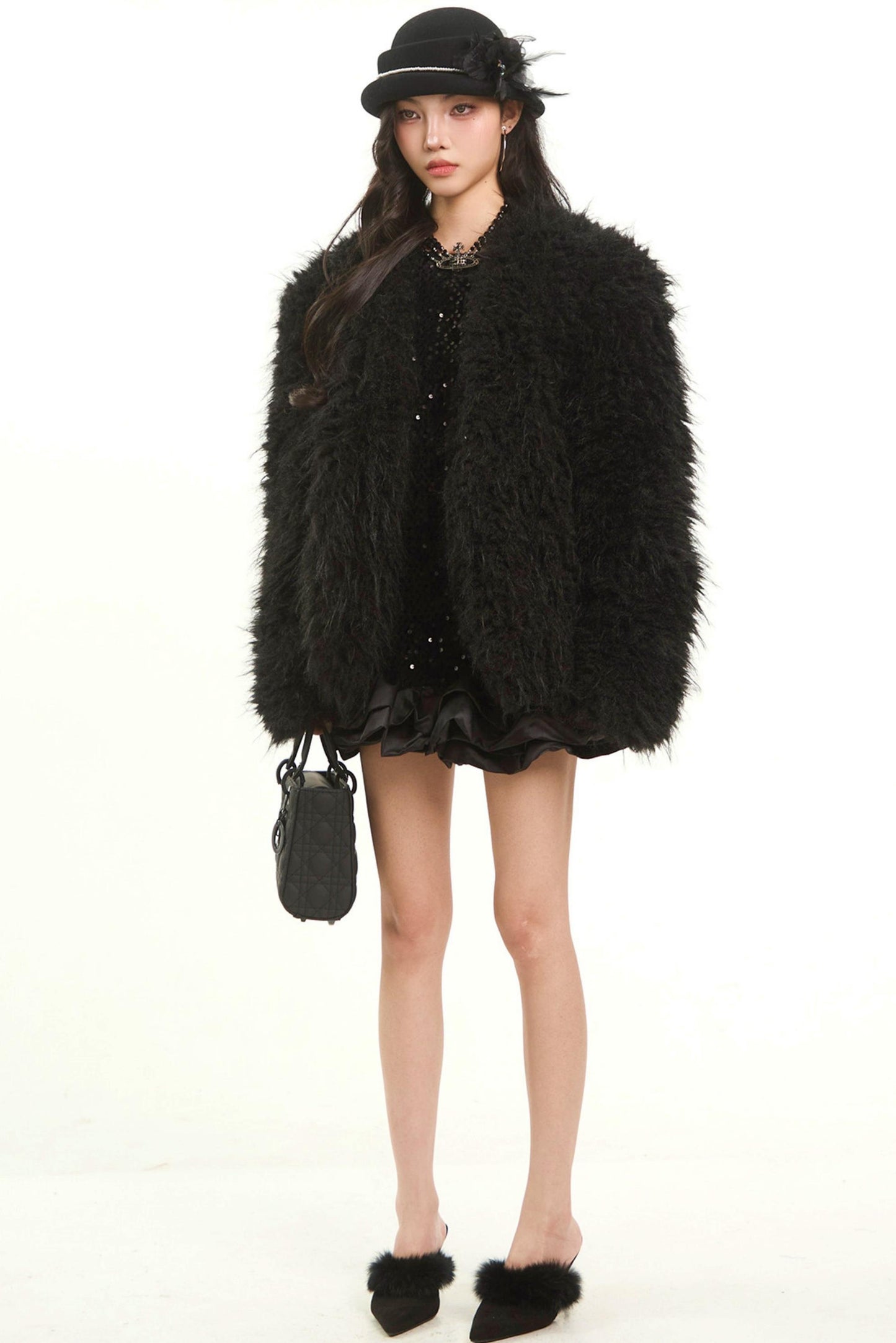 Retro Black Lamb Wool Jacket