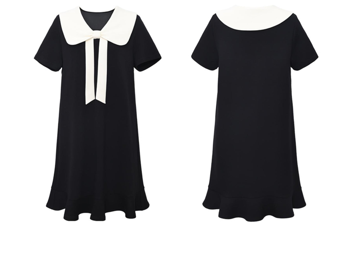 Retro Color Block Doll Collar Dress