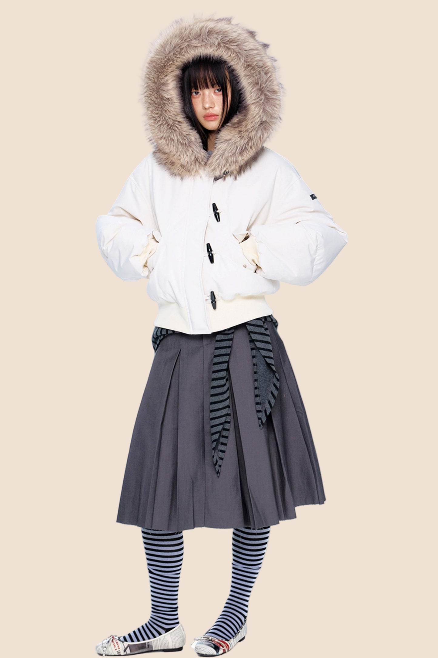 Large Fur Collar Parka Jacket