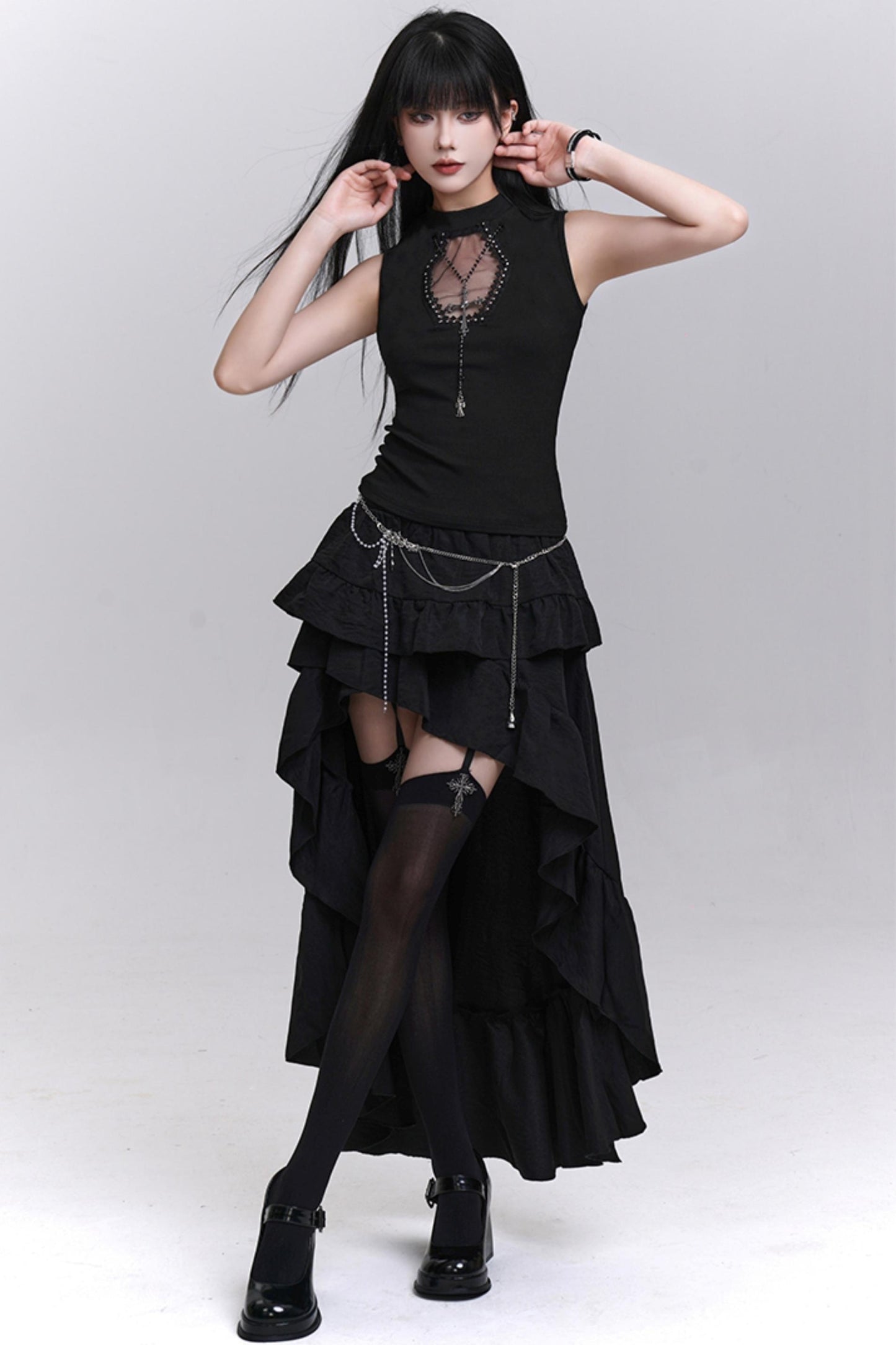 Ghostly Black Sleeveless Top