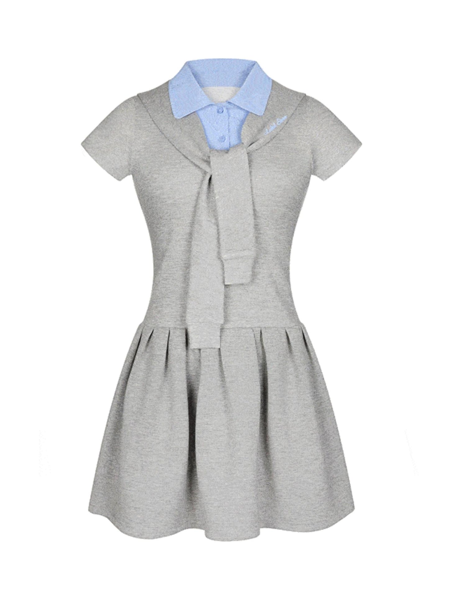 Embroidered Navy Knit Dress