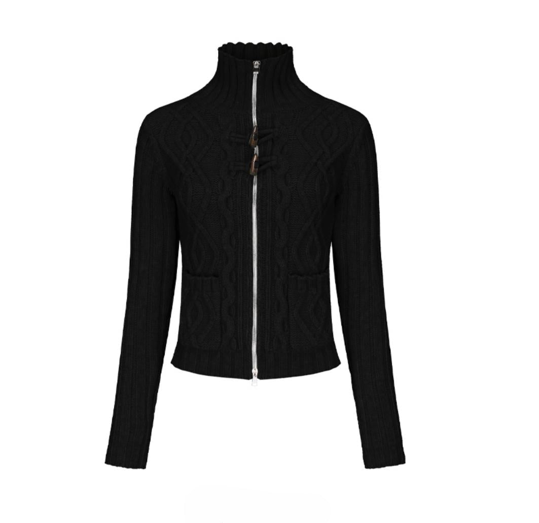 High Neck Slim Sweater Jacket