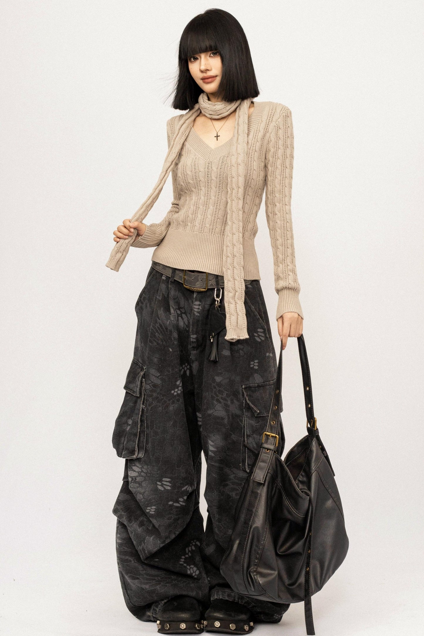 Black Ribbon Knit Top