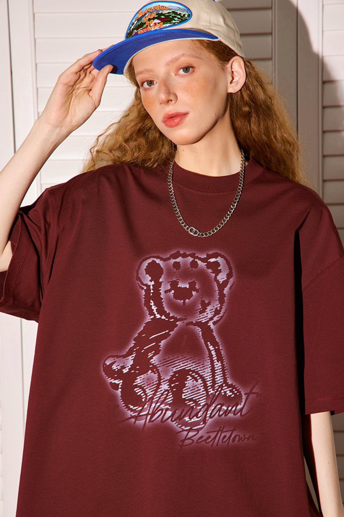 Retro Cartoon Bear Peplum Tee