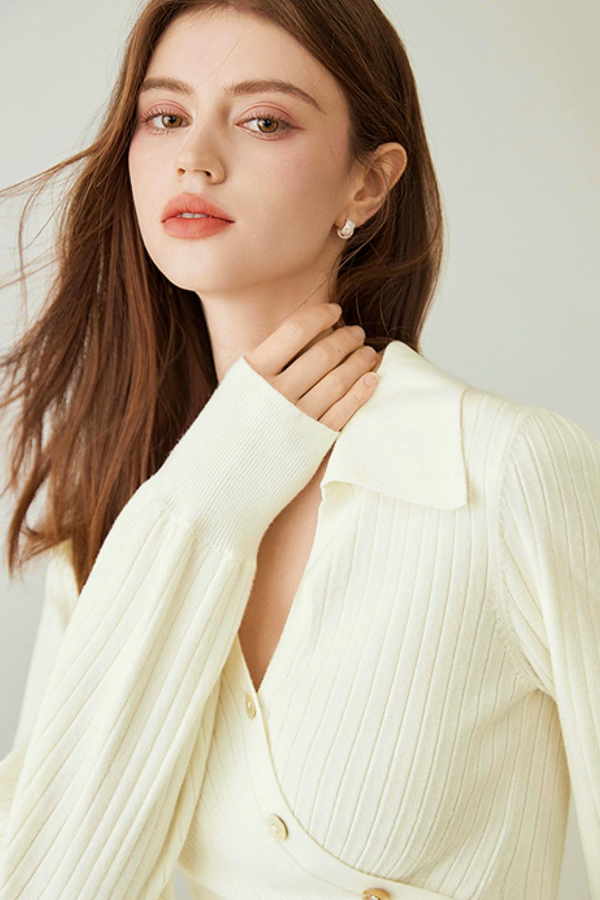 Irregular Polo Knit Sweater