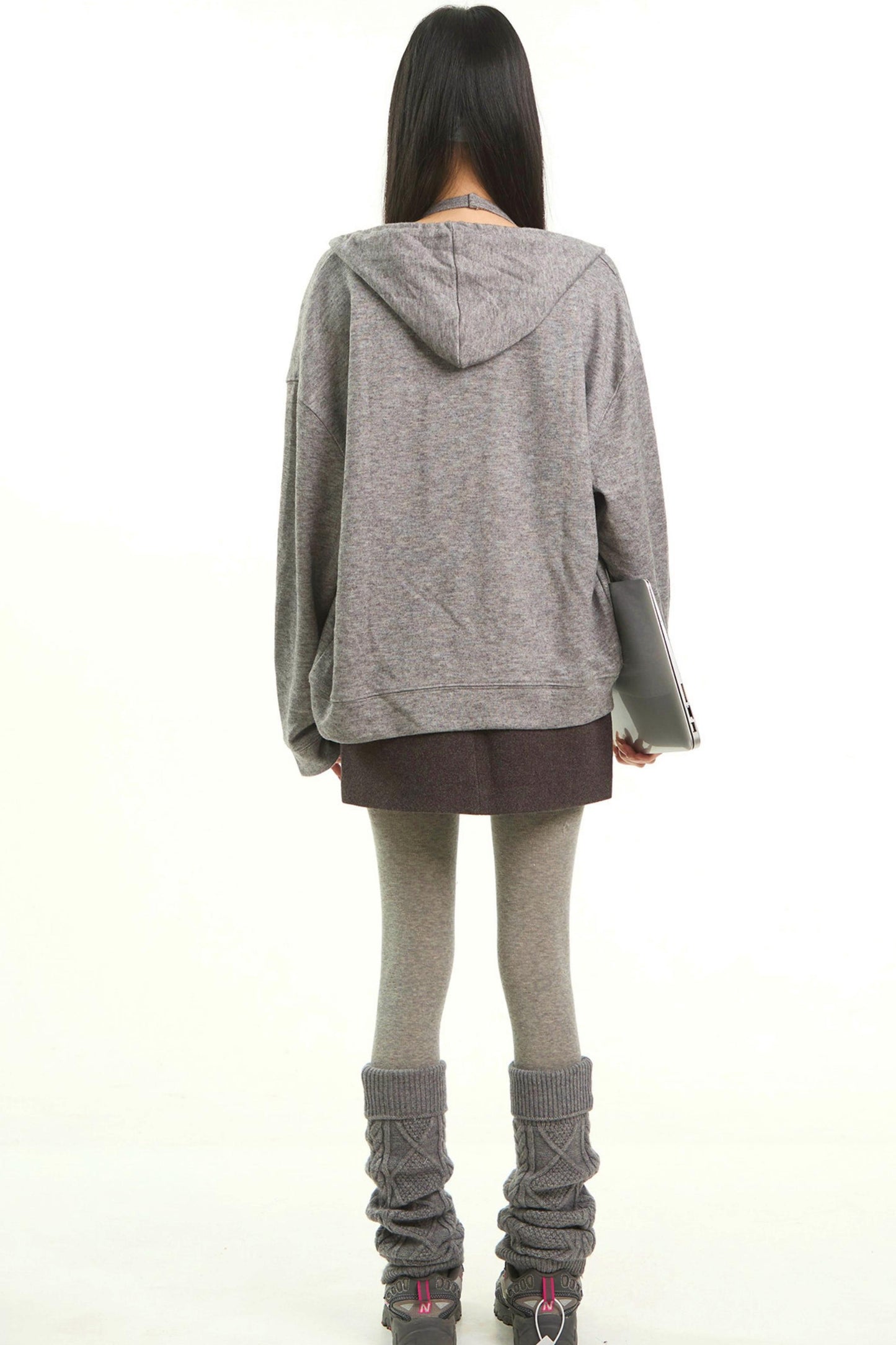 Korean Gray Hooded Sweatshirt