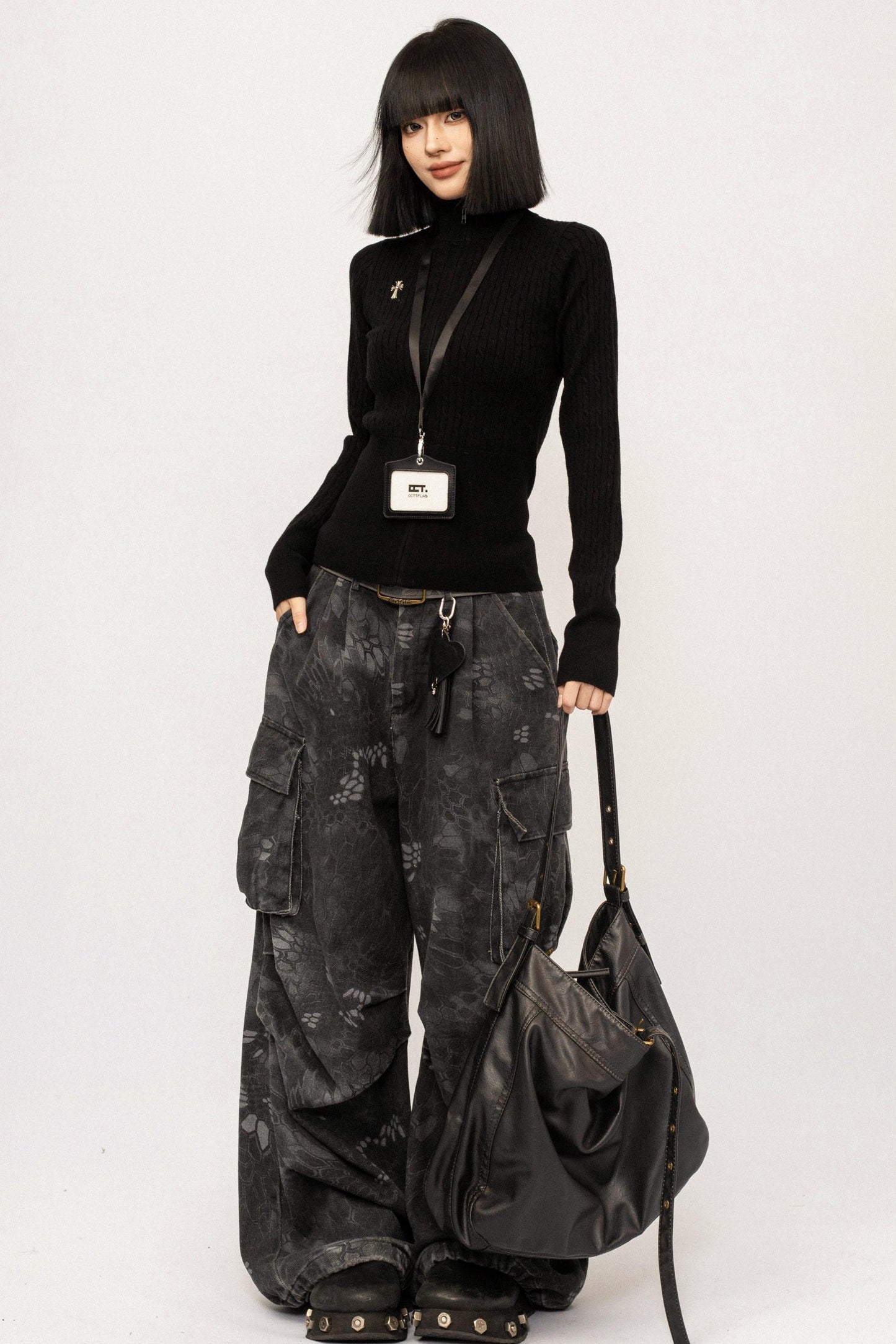 Retro High-Neck Knit Top