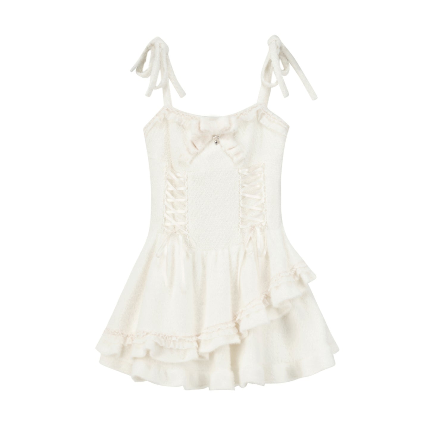 슬림 웨이스트 레이스업 슬립 드레스