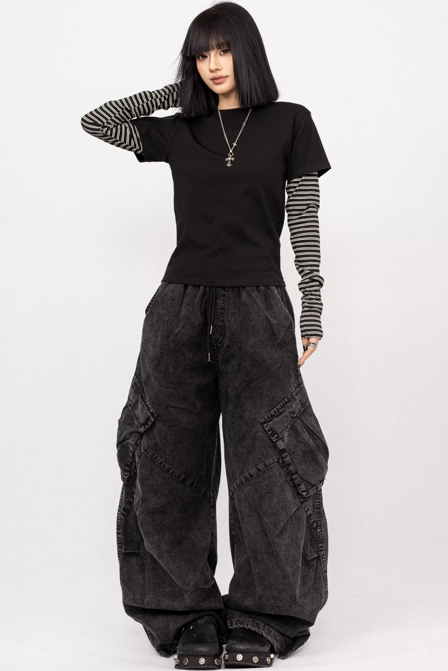 Striped Patchwork Long-Sleeve Top