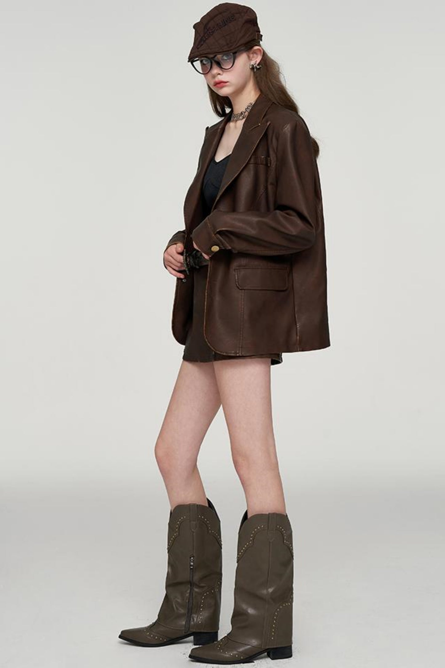 European Oversized Leather Jacket Set-Up