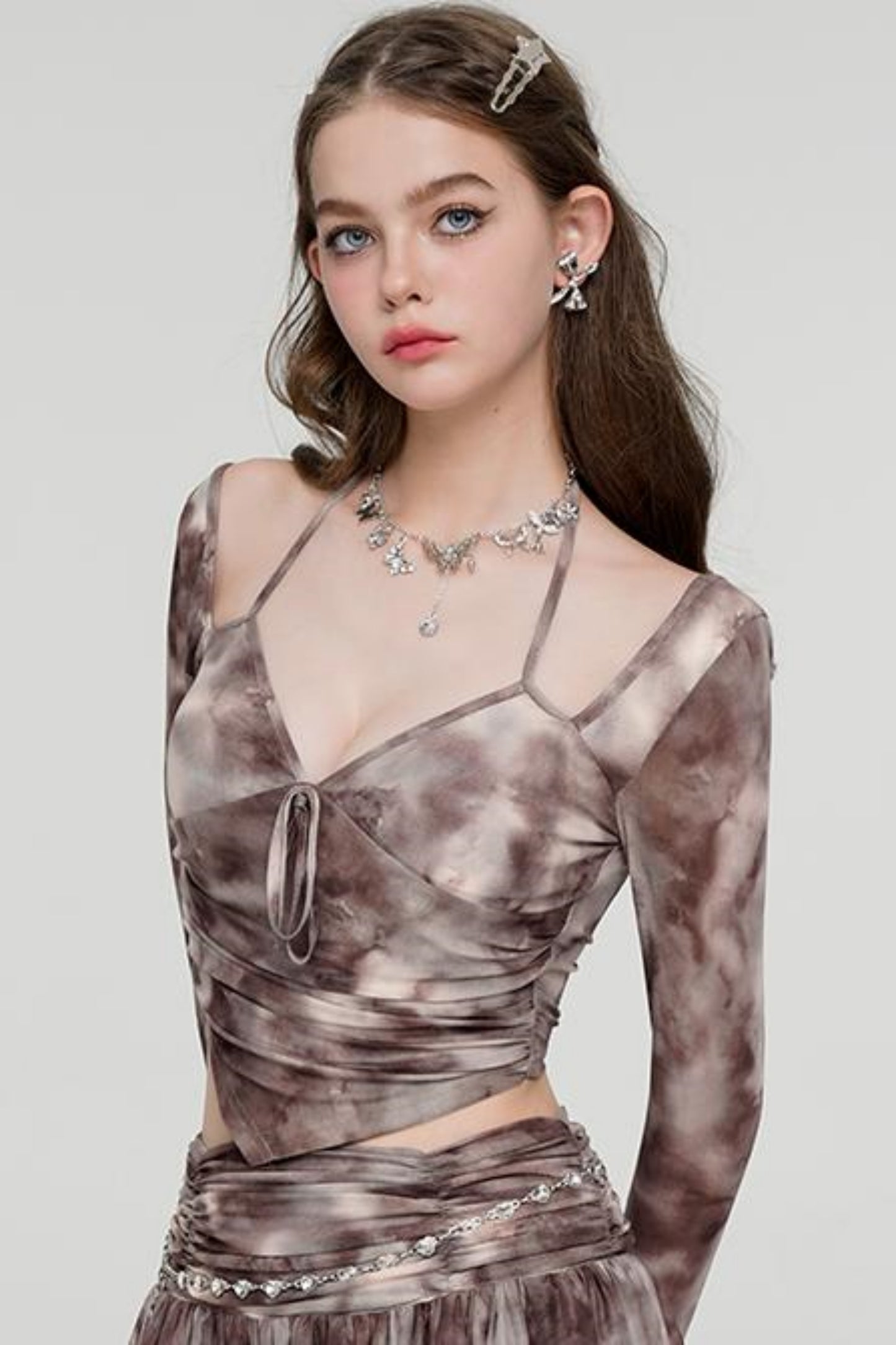 Tie-Dye Mesh Crop Top & Skirt Set-Up