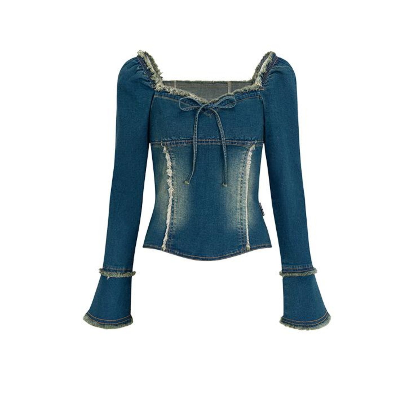 Vintage Fur Trim Denim Top