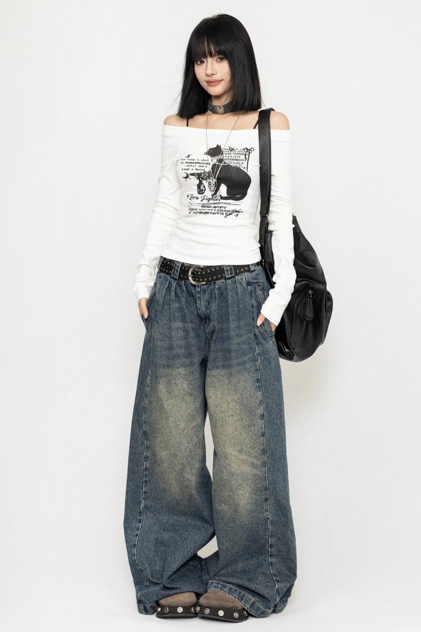 Retro One-Shoulder Cropped Top