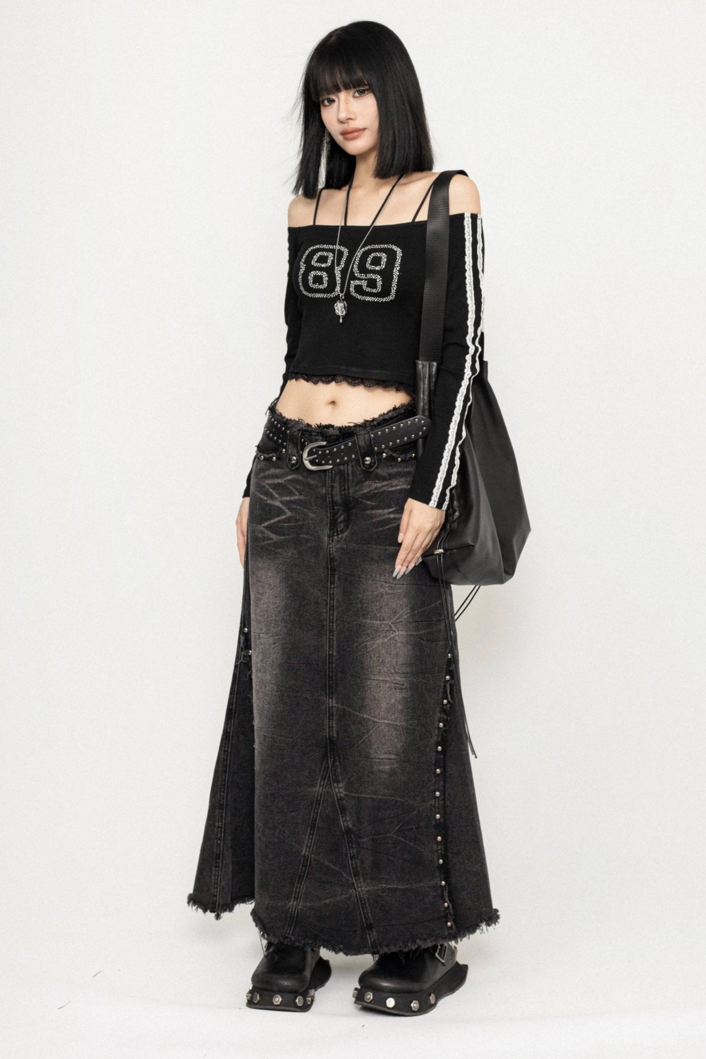 Spitzenrand Slim One-Shoulder Top