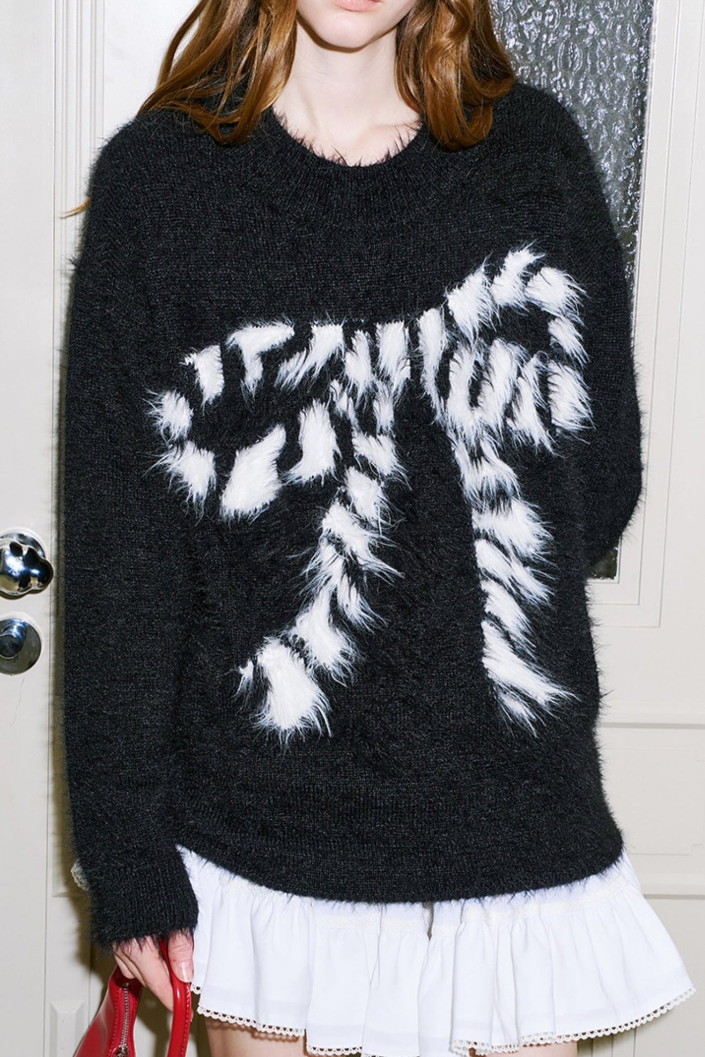 Pull en maille en fausse fourrure de vison