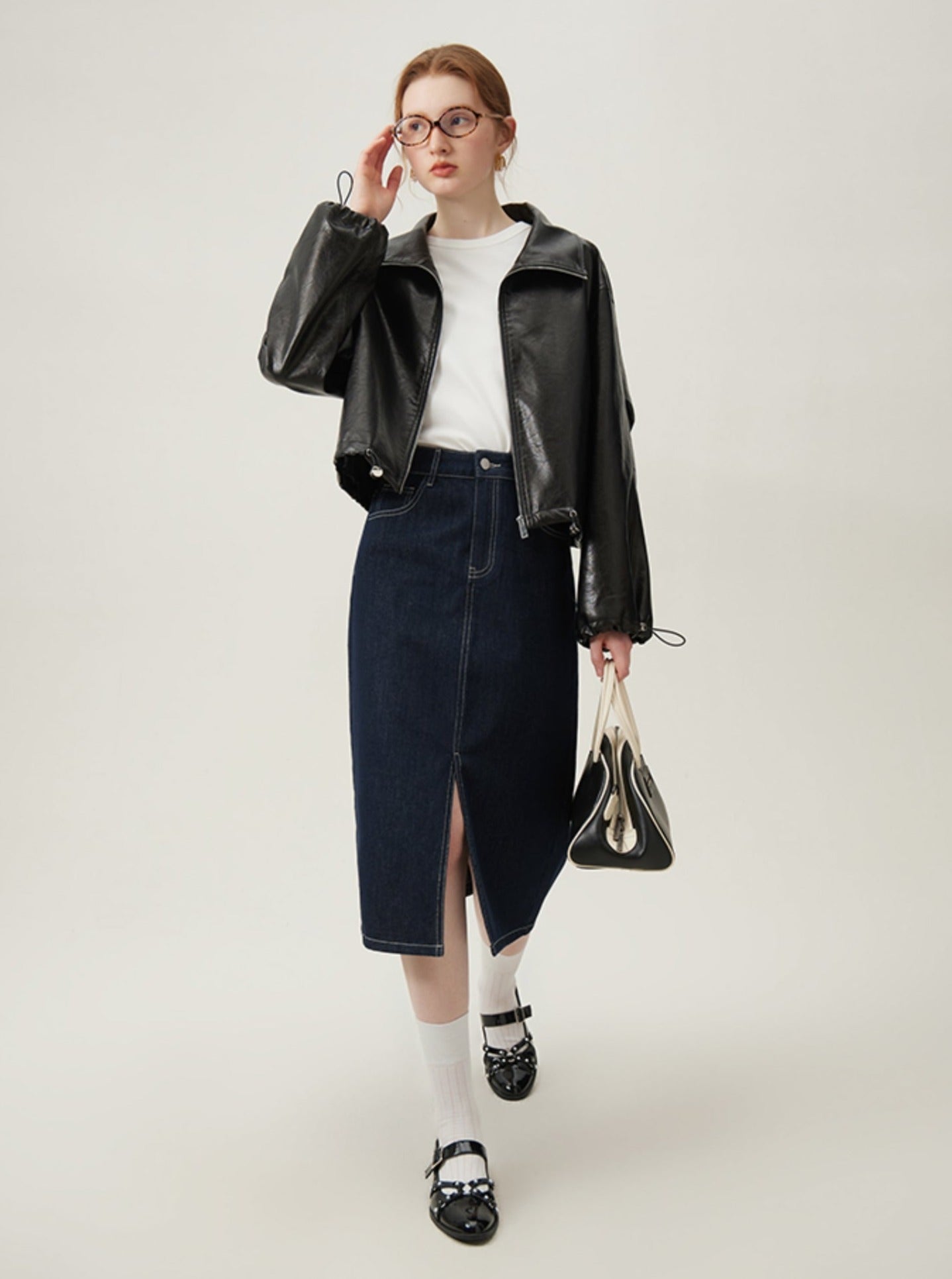 Vintage Casual Black Leather Jacket