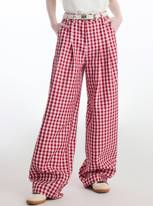 Contrast Retro Plaid Pants