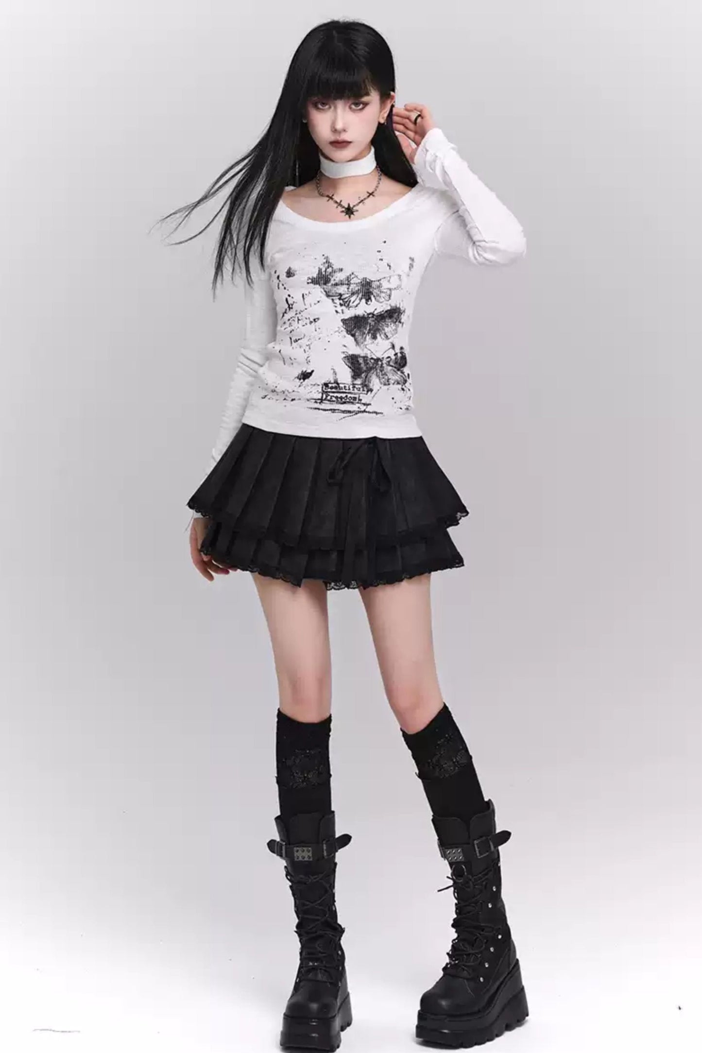 하이웨이스트 갈색 가죽 치마