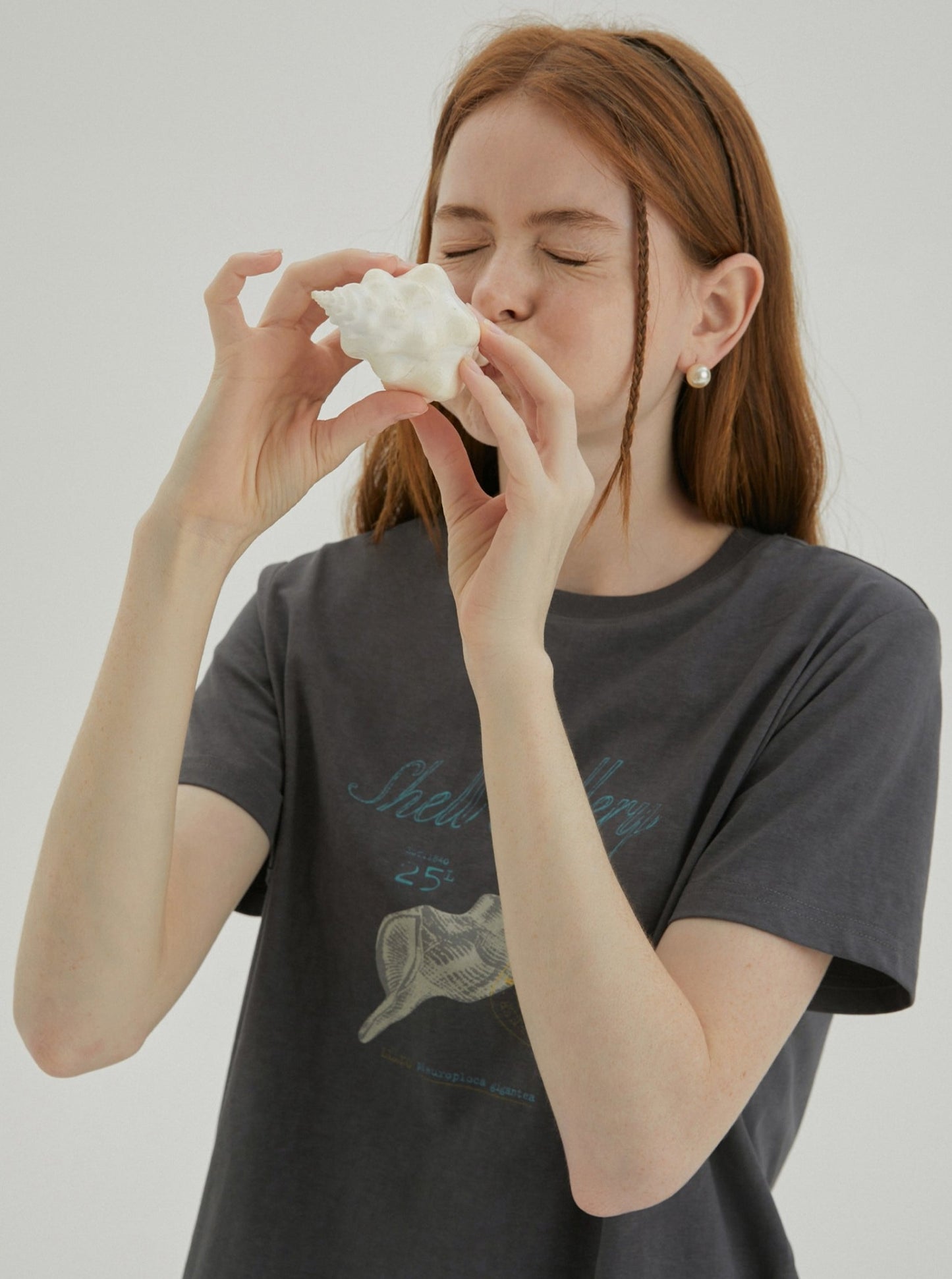 Conch Stamp Print Vintage French Top