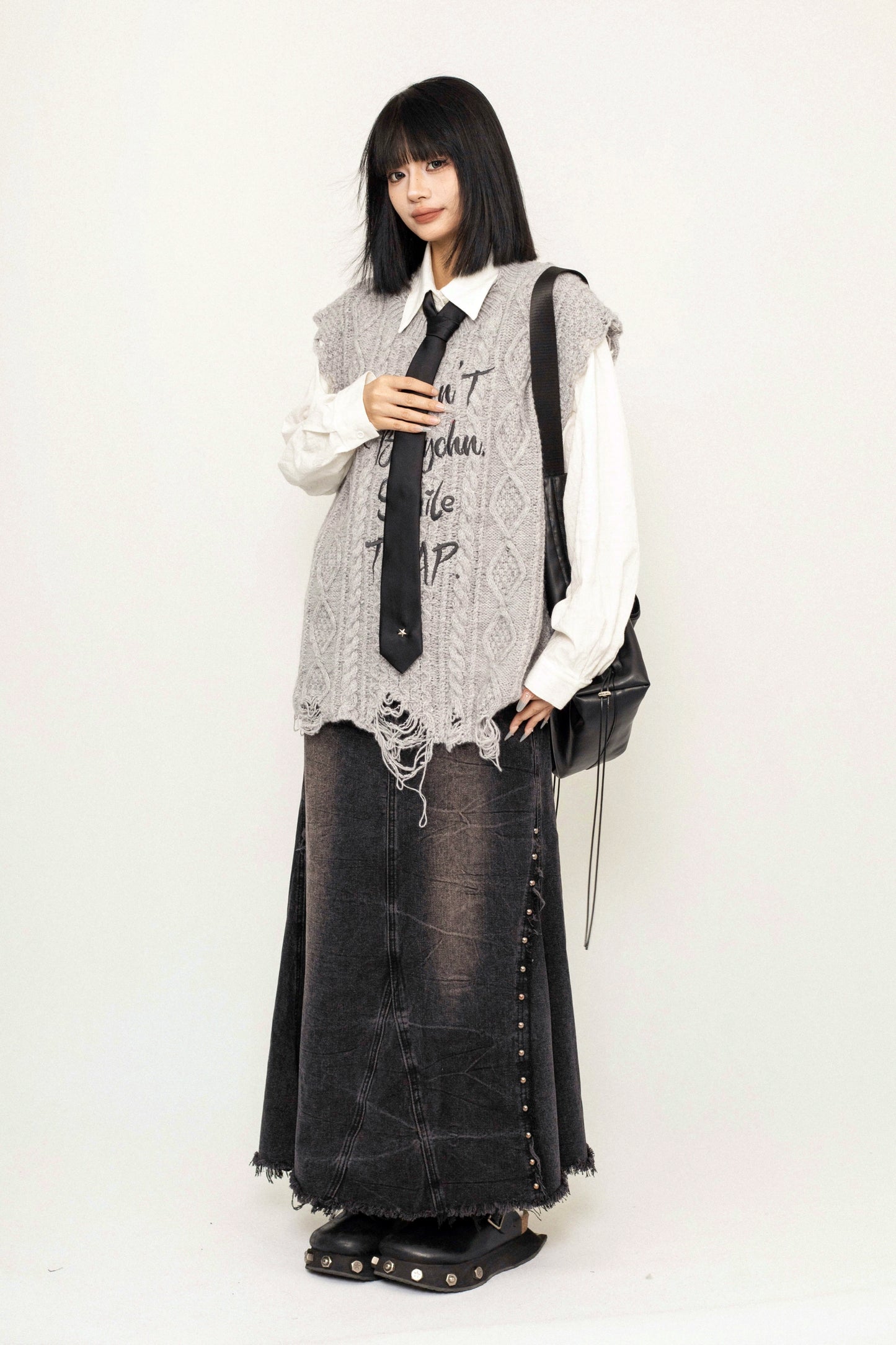 Gilet de style universitaire en tricot polyvalent