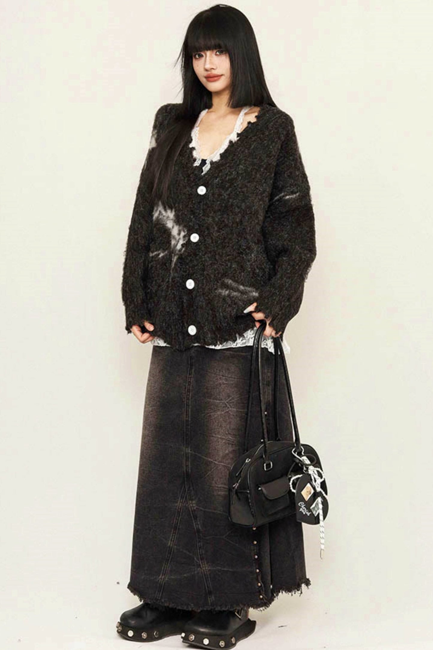 Cardigan en tricot effiloché polyvalent