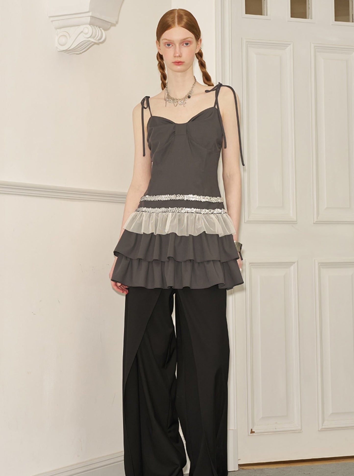 럭셔리 시퀸 스플리싱 드레스