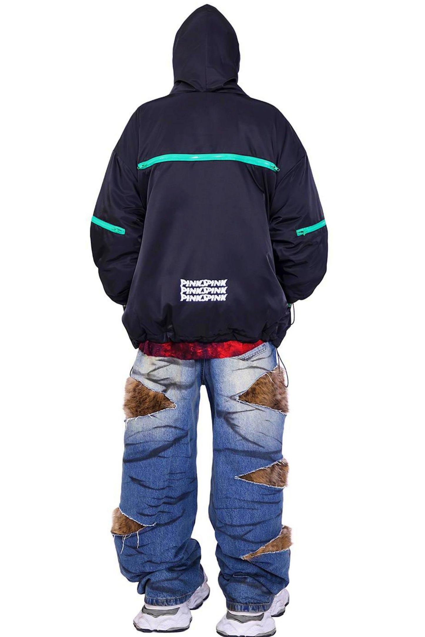 외계인 컨셉 후드 집업 코트