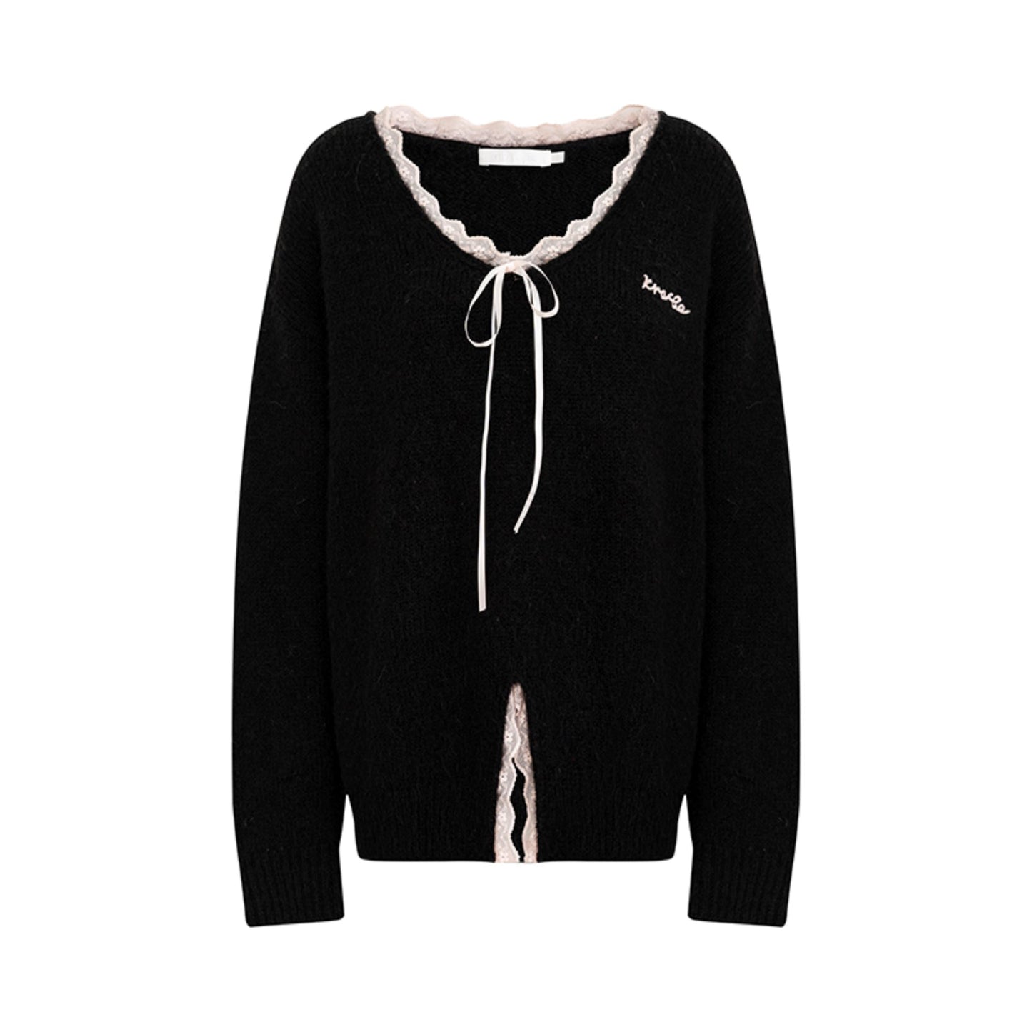 V-Neck Lace-Embellished Sweater