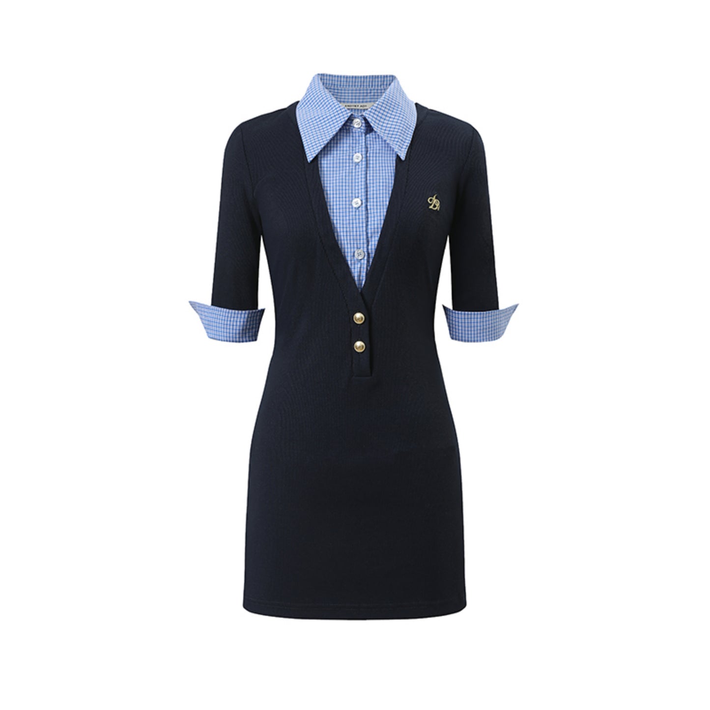 Chic V-Neck Spliced Mini Dress