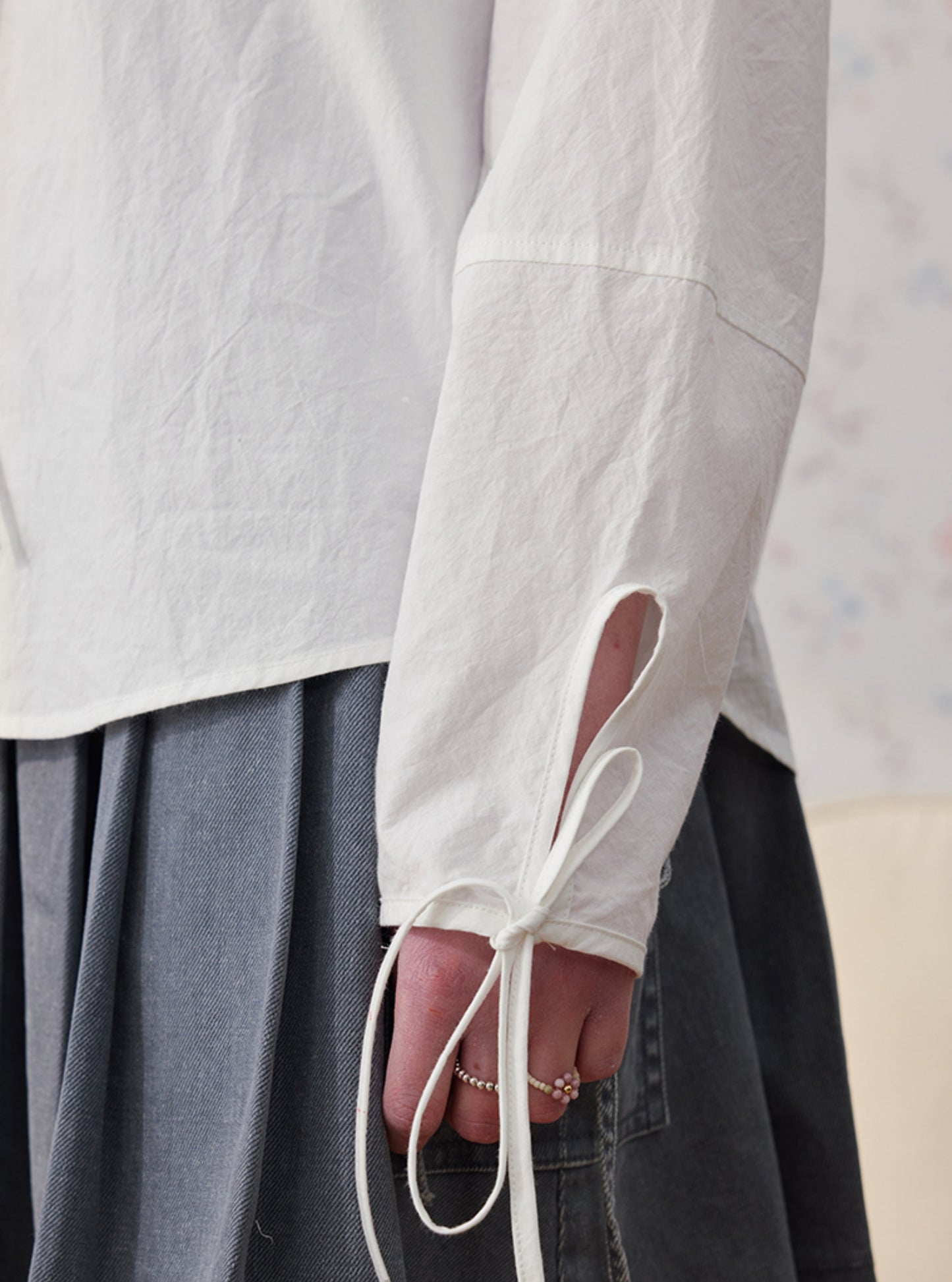 French letter embroidery navy collar tops