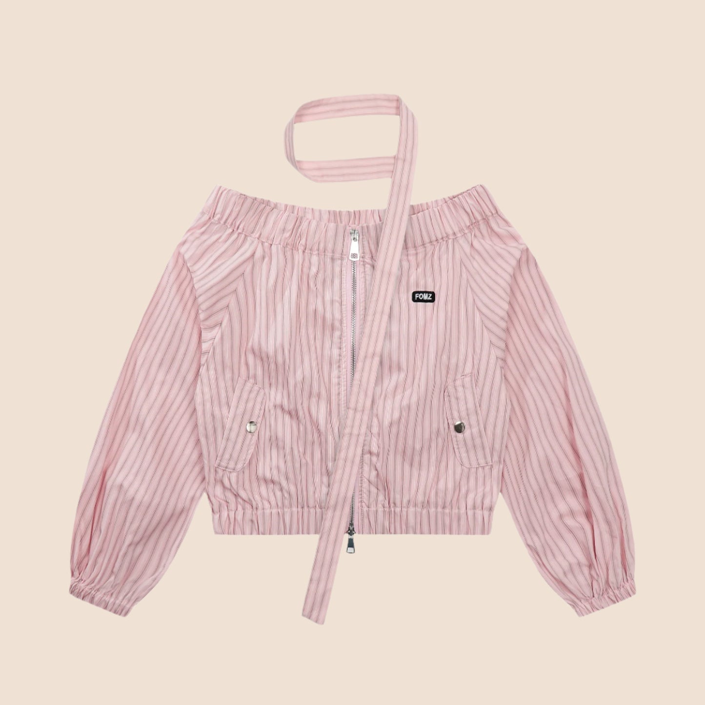 EZEK 아메리칸 레트로 베이브 슬랜티드 숄더 리키 숄더 새로운 봄 셔츠 여성용 스트레이트 숄더 긴 소매 지퍼 셔츠 재킷