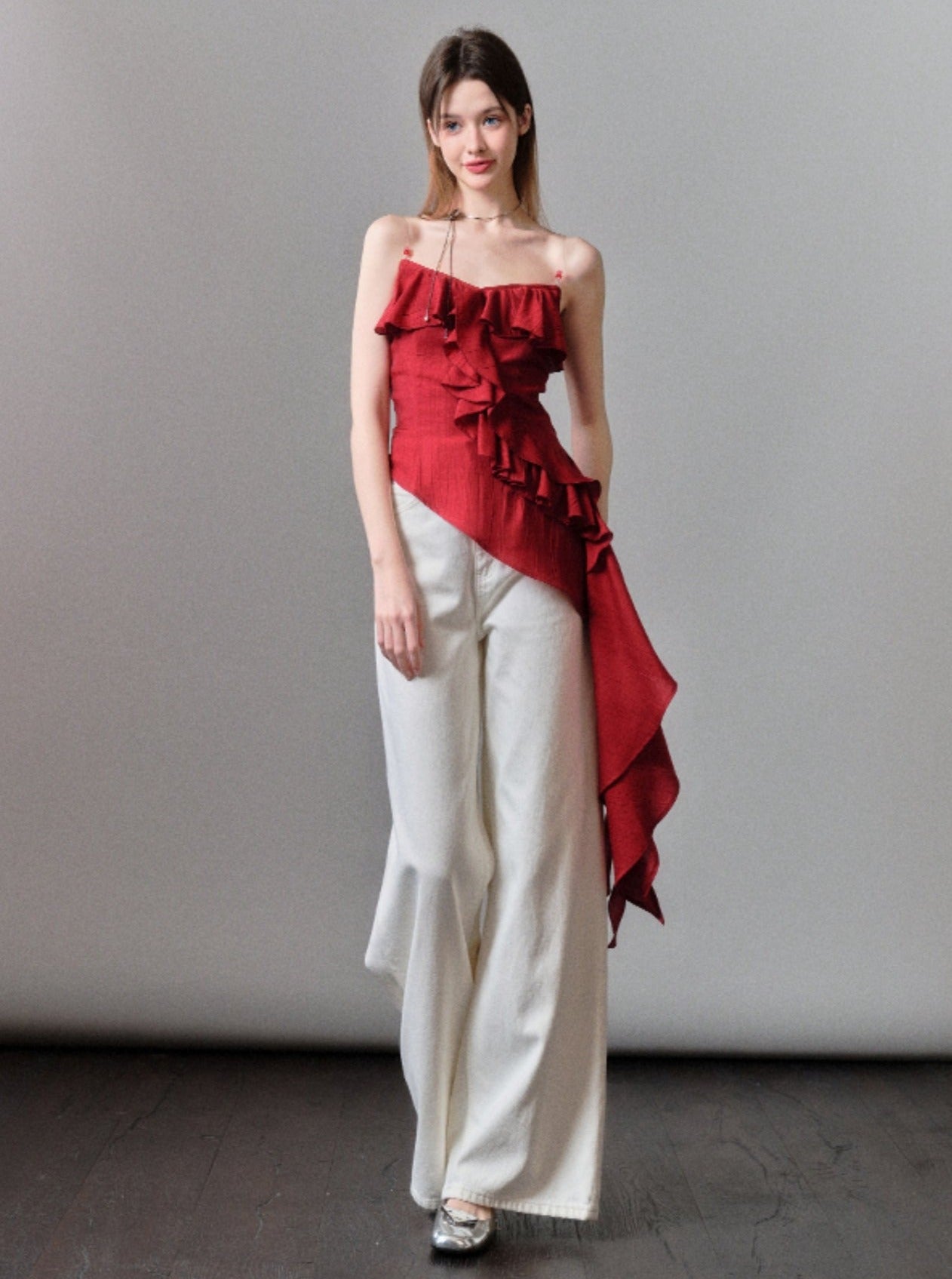 French Texture Hip Lift Jeans Pants