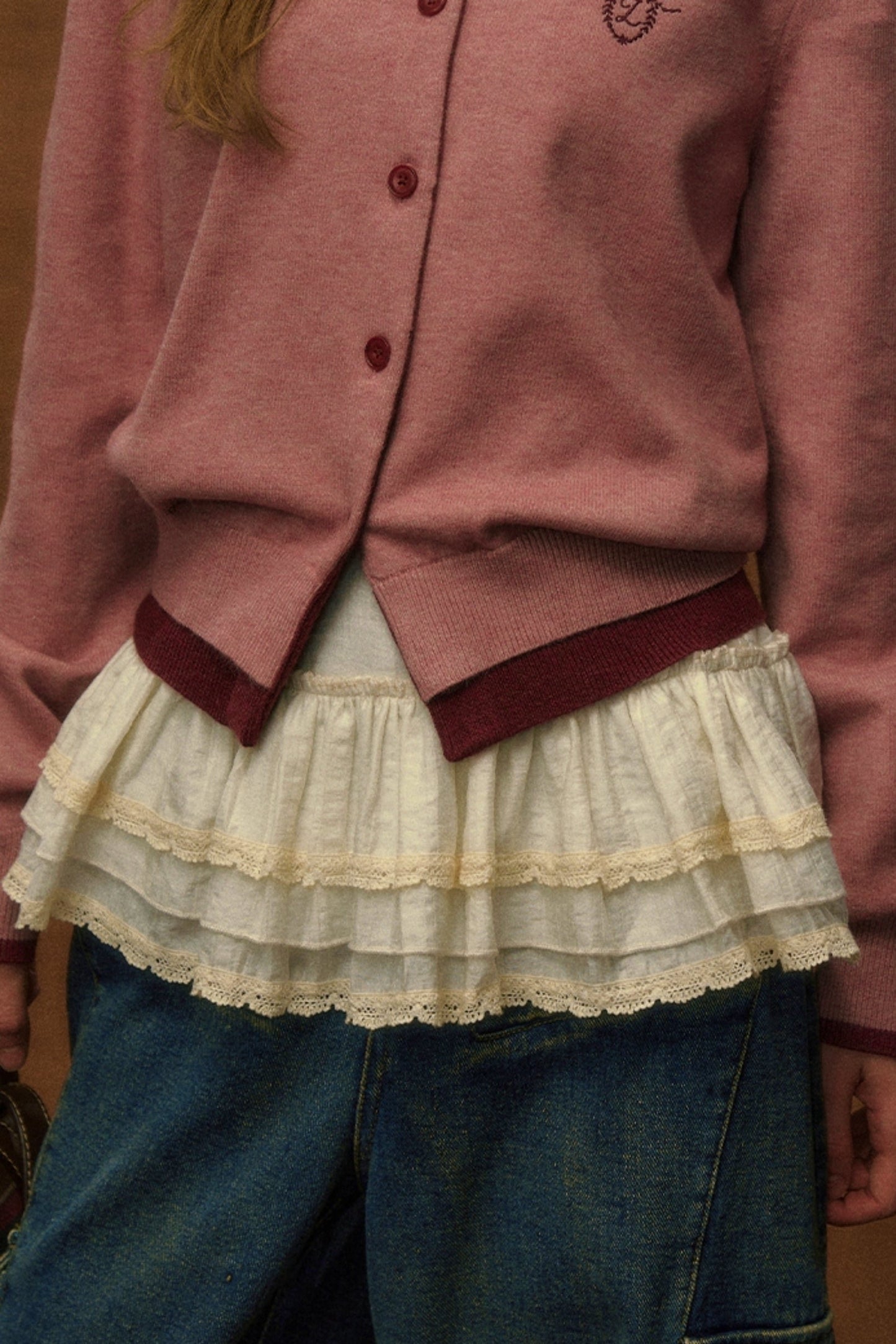 캐주얼 니트 자수 카디건