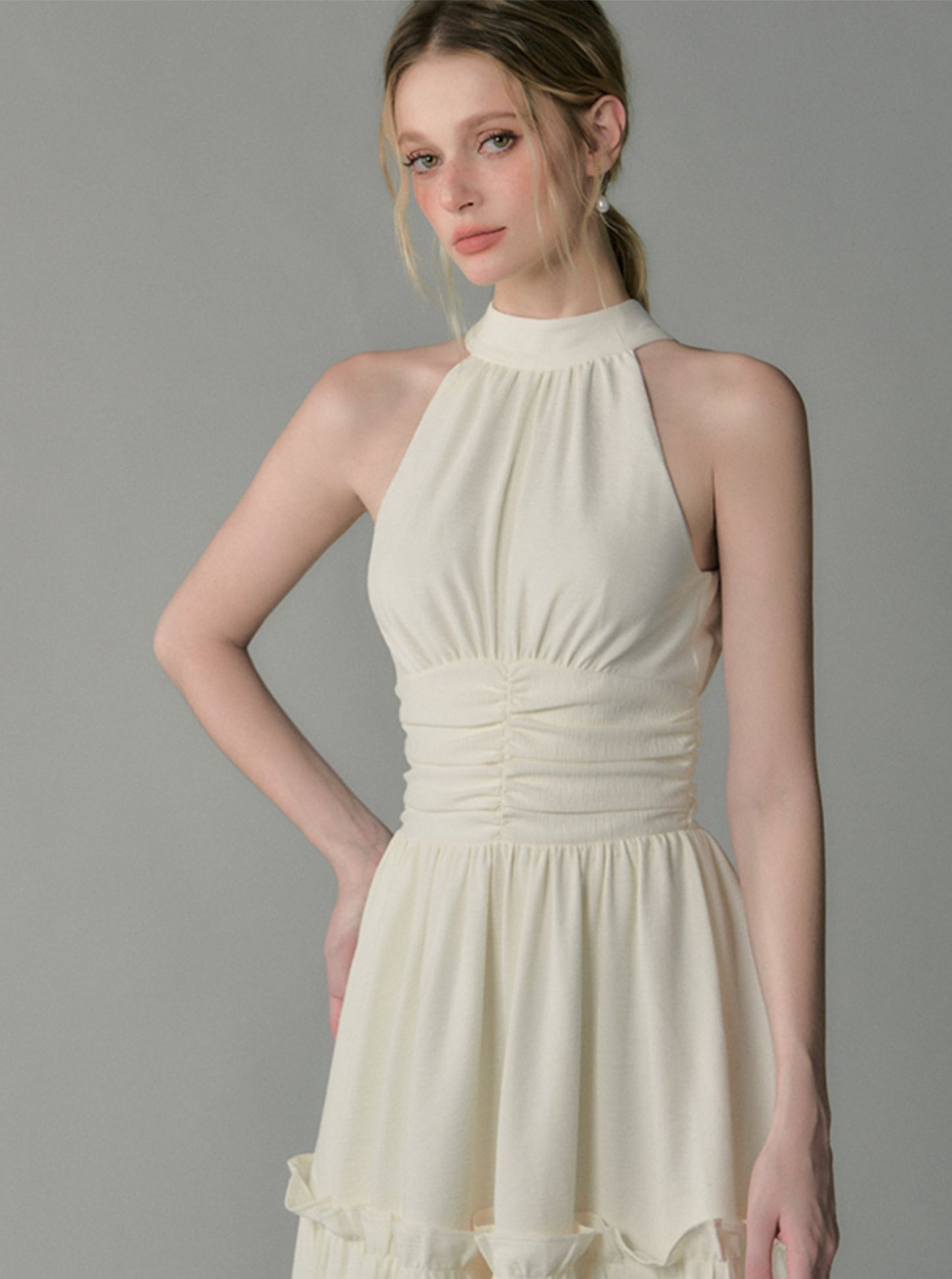 Sea Salt Oatmeal Halterneck Dress