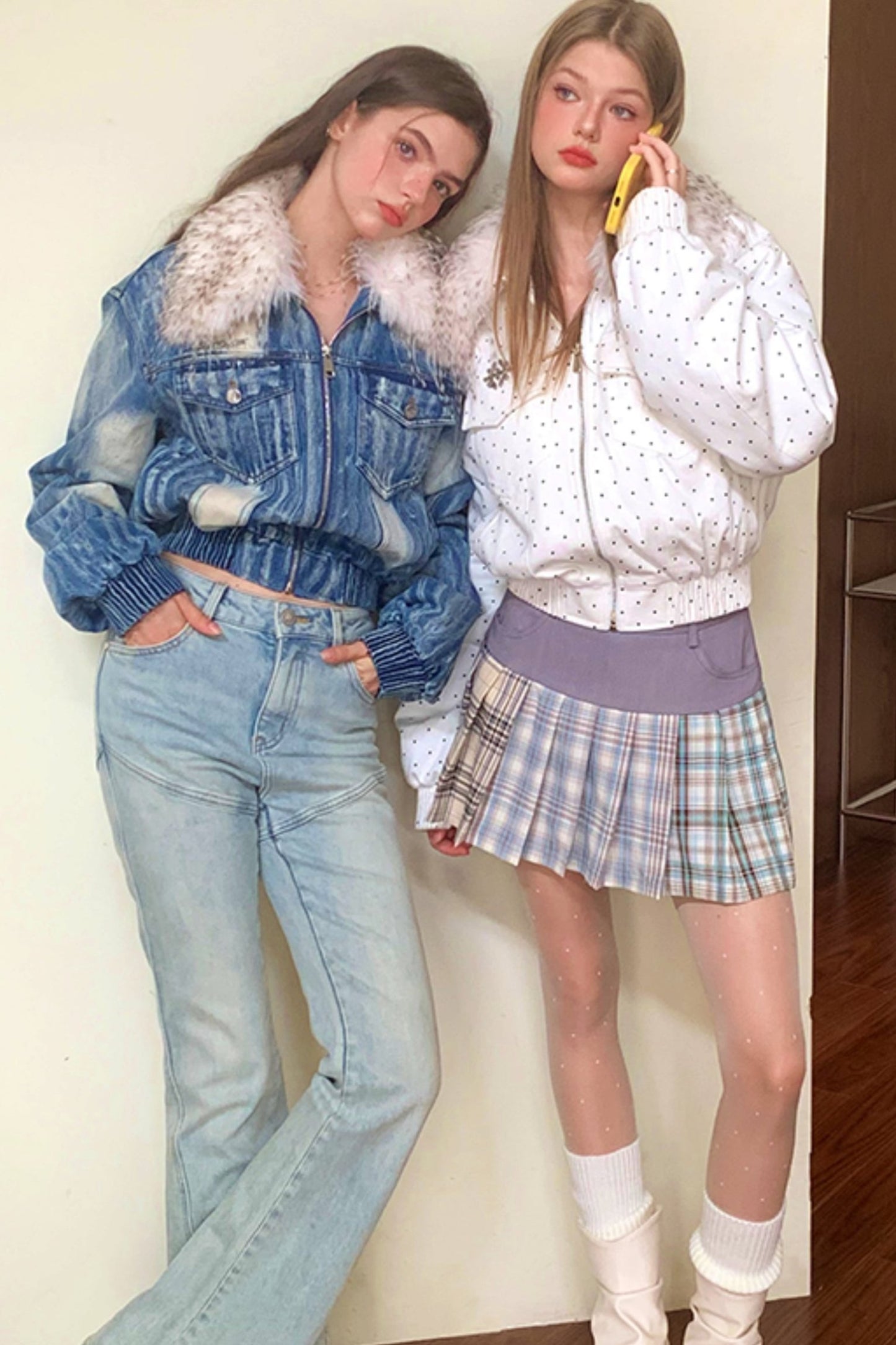 레트로 패딩 청자켓