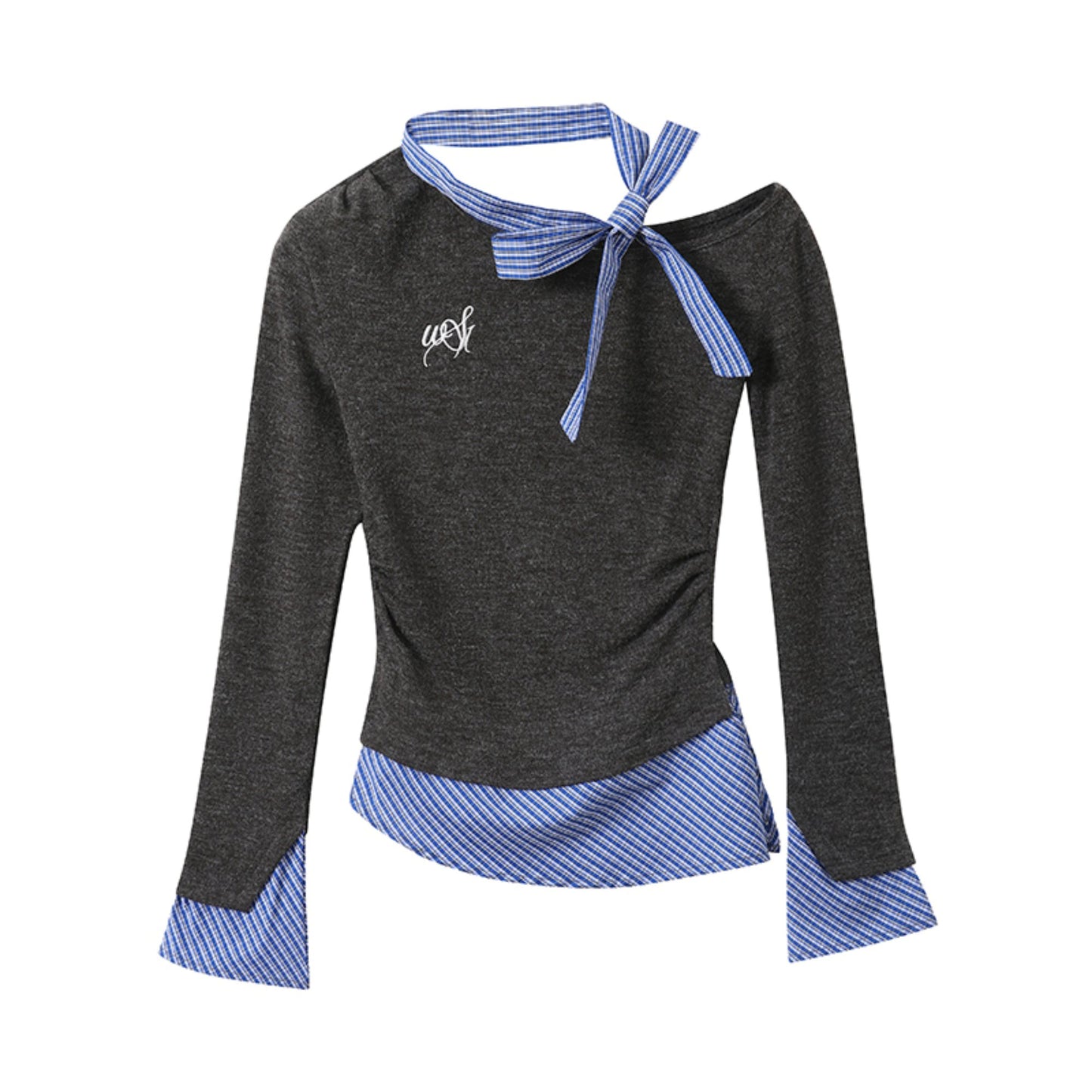 Color Block Slant Shoulder Tee