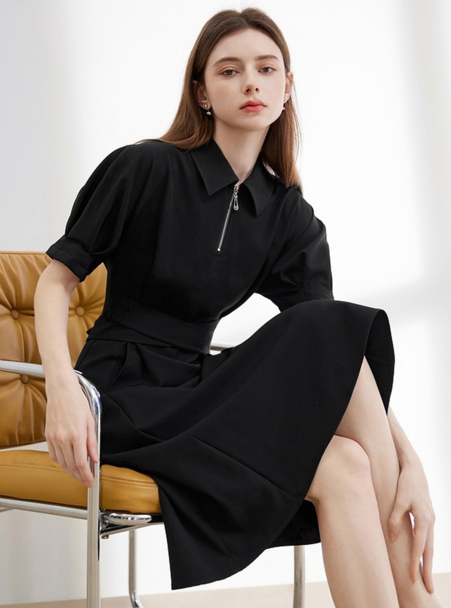 Lapel Short Sleeve Dress