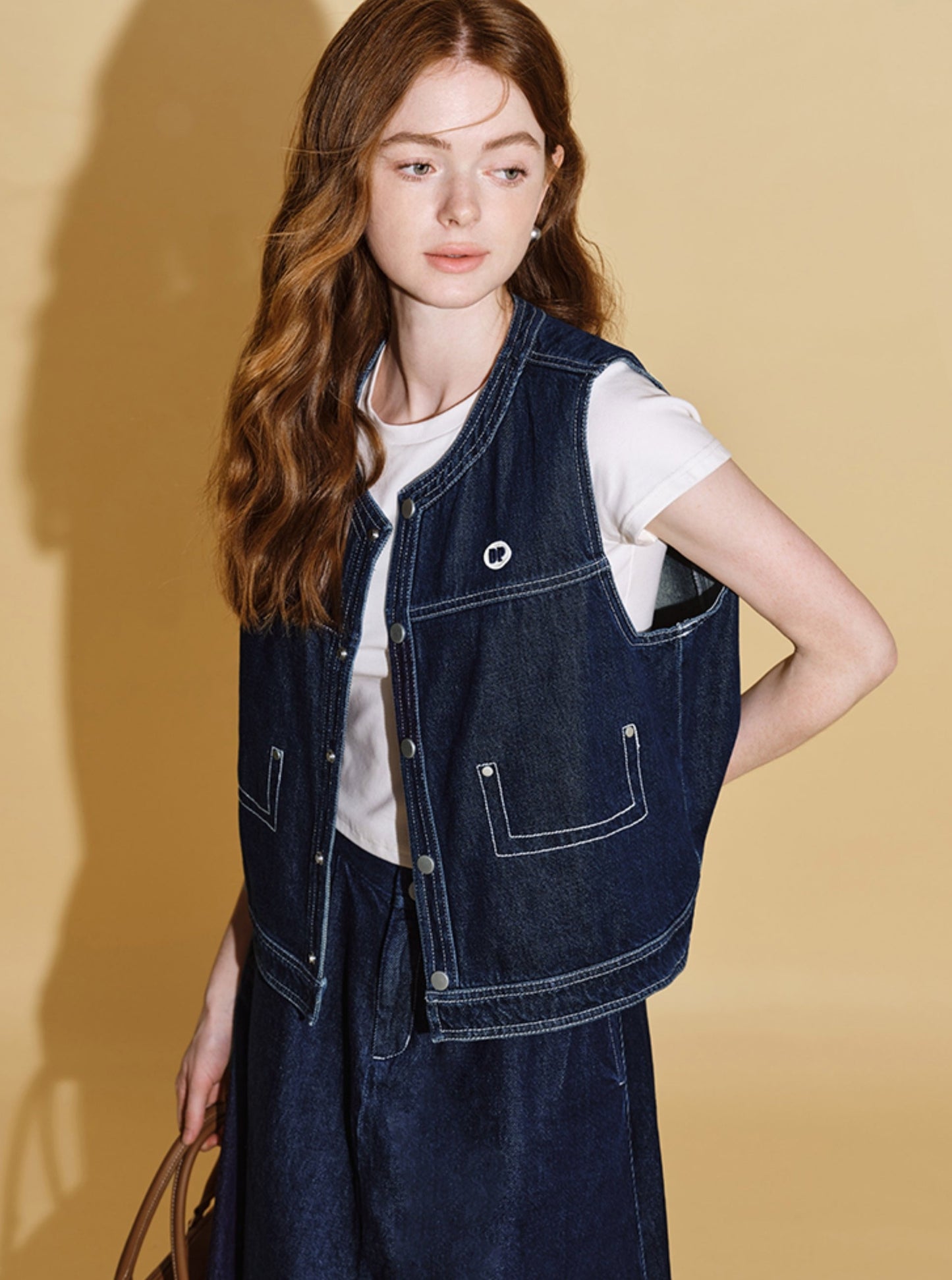 Retro Denim Vest And Skirt Set-Up