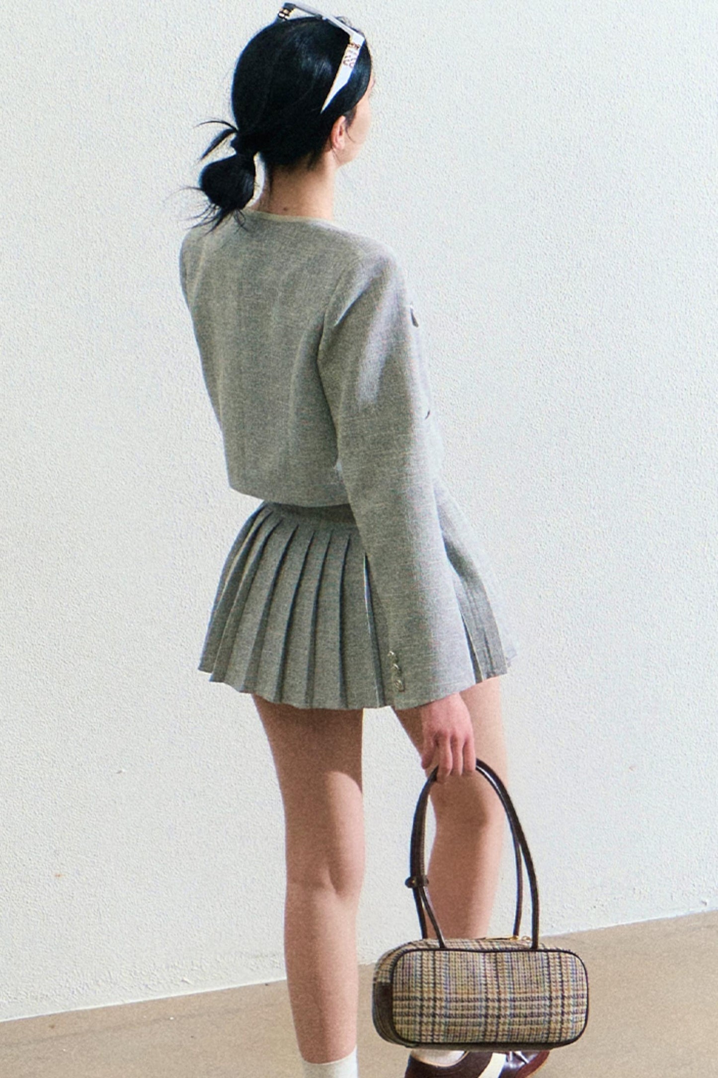 Linen Coat And Pleated Skirt Set-Up