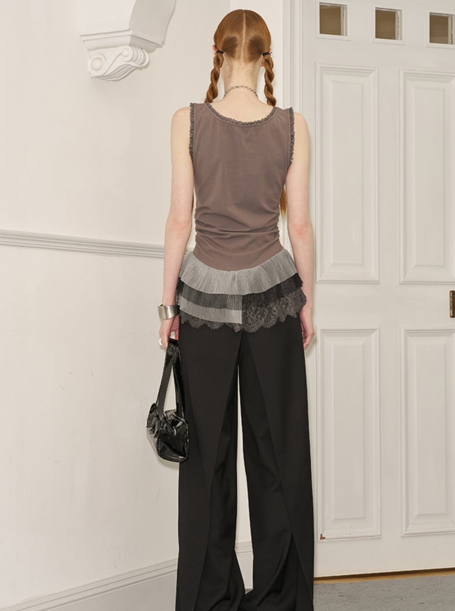 Lace Panelled Monogram Vest Top