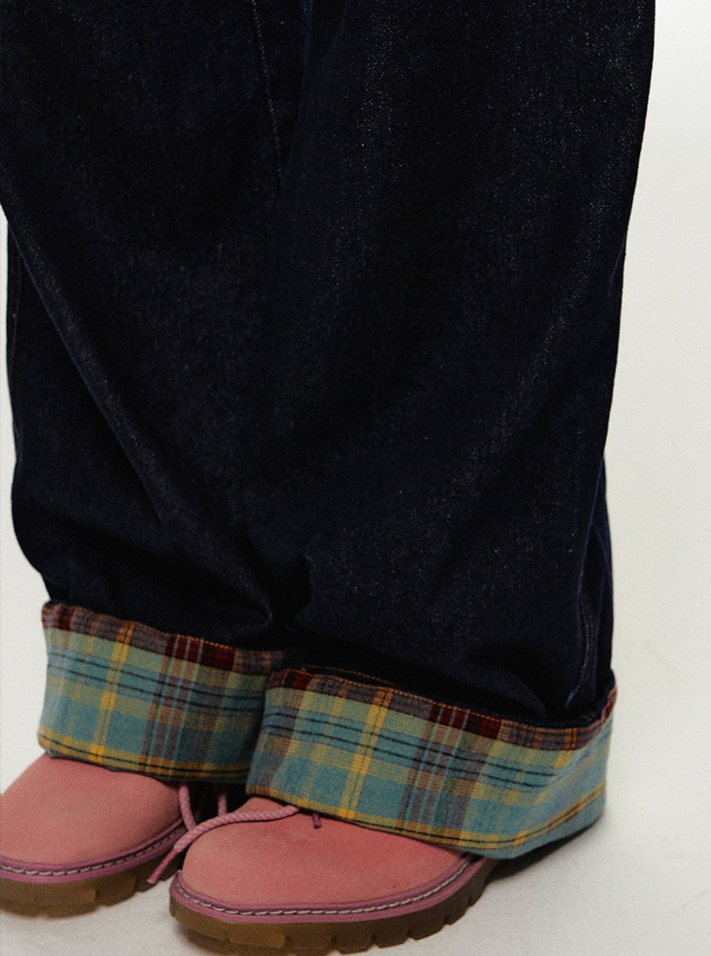 캐주얼 체크 무릎 바지