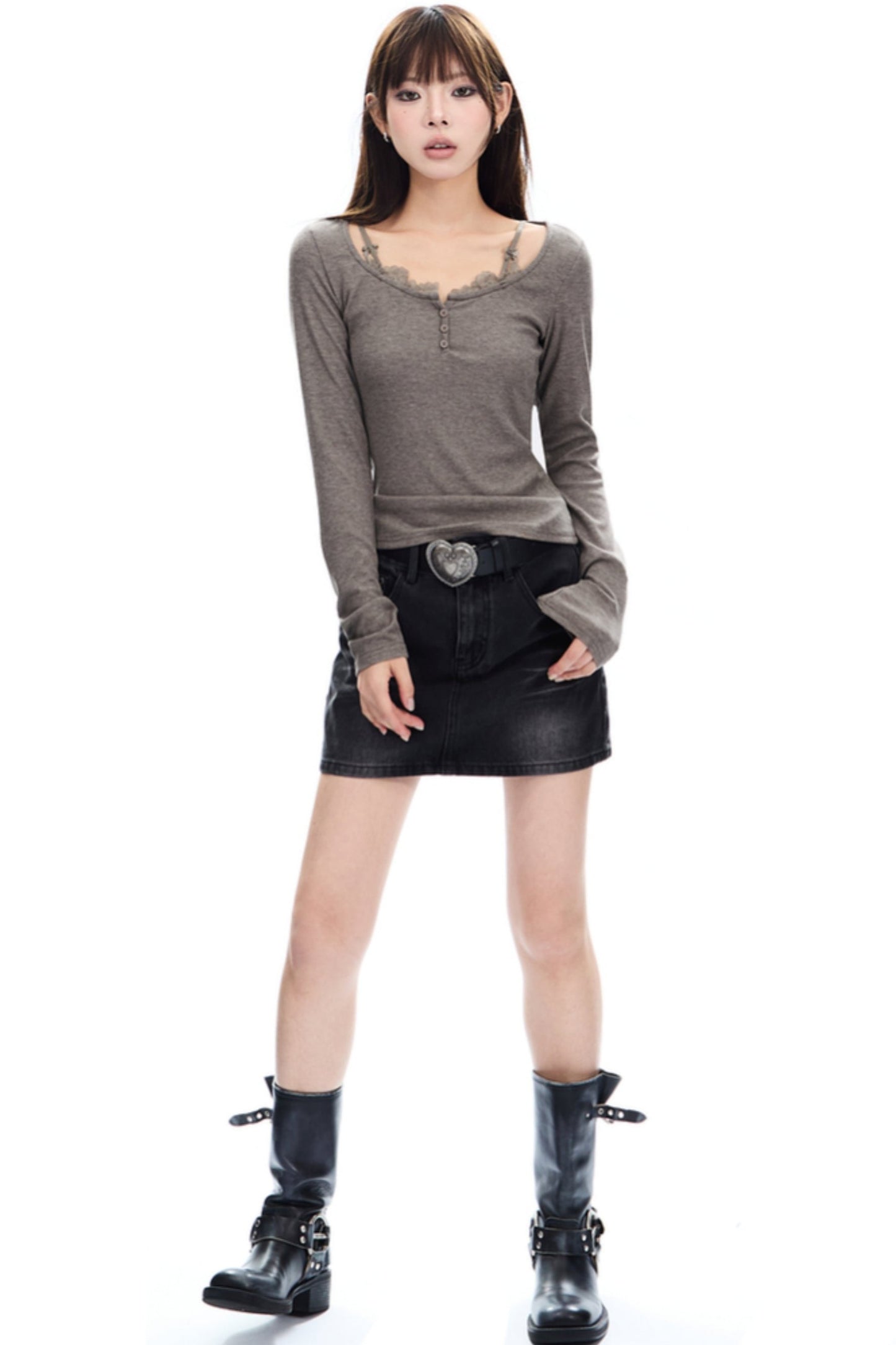 사랑 벨트 A라인 청치마