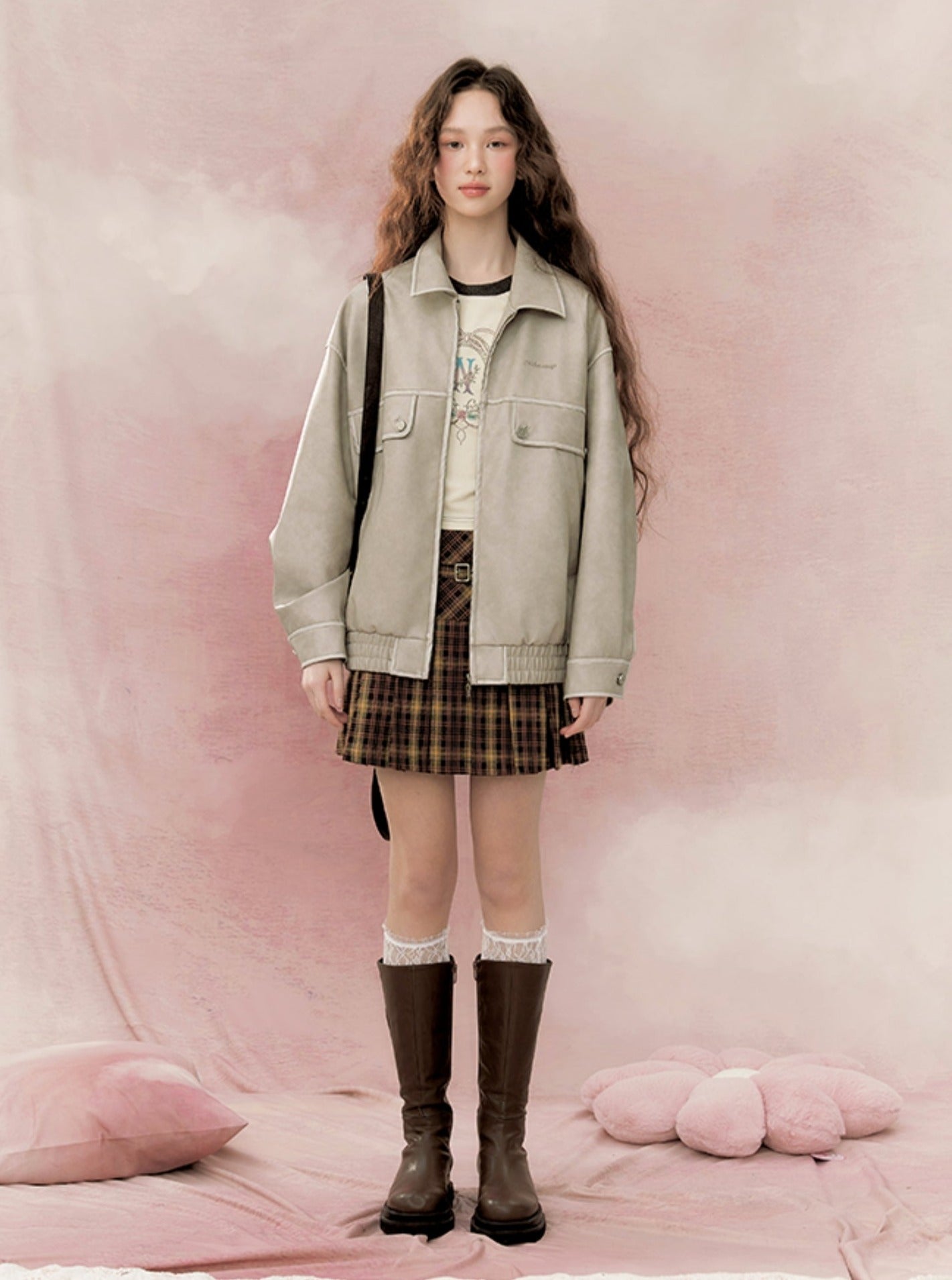 하위 가득한 슬림 한 A- 라인 주름 치마