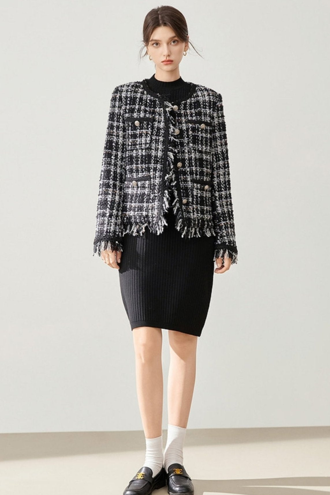 프렌치 스트레이트 니트 드레스