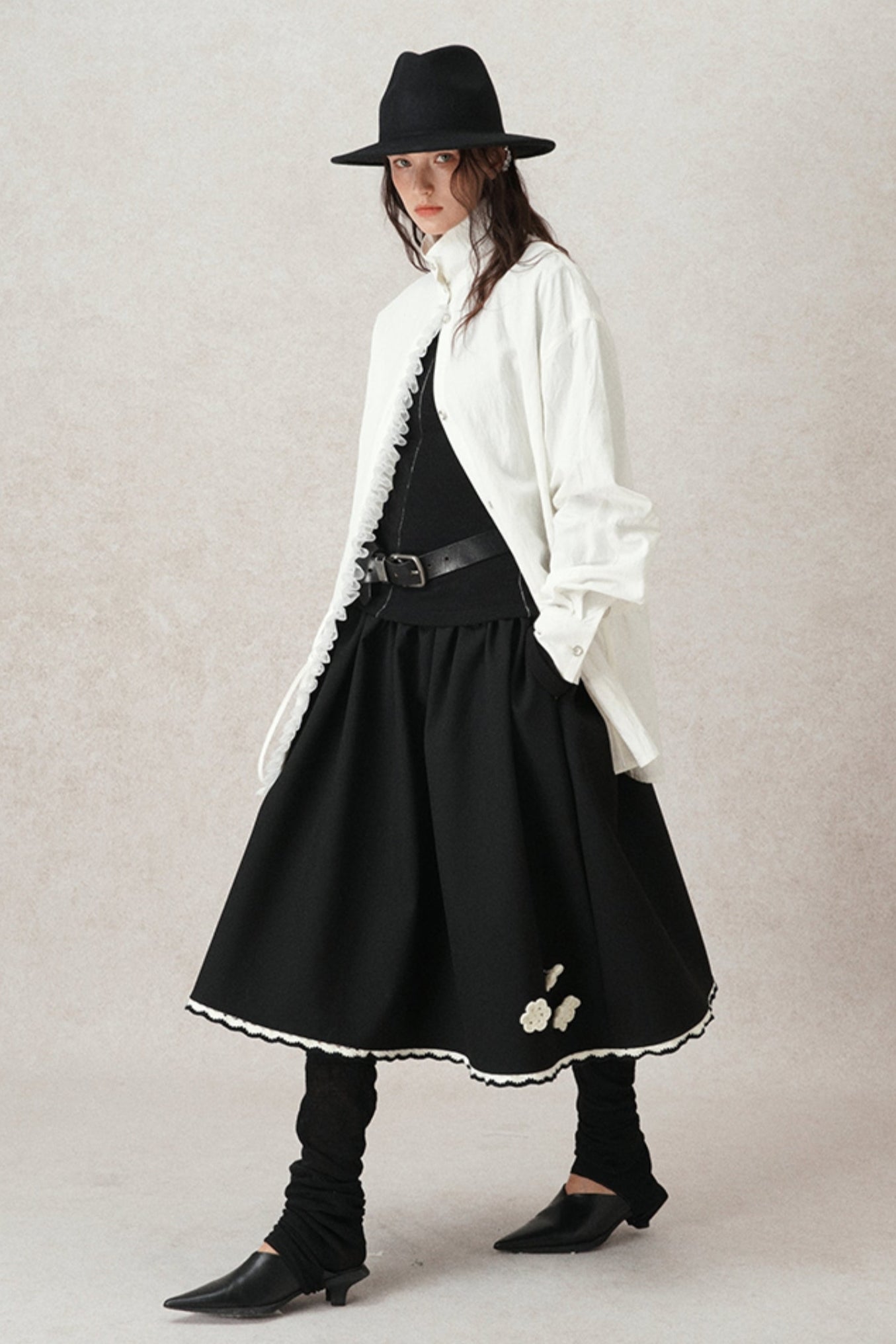 Kontrastierende Häkel-A-Linien-Puff-Rock