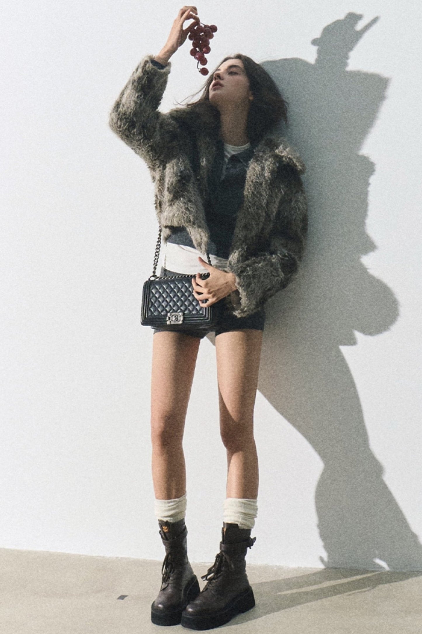 Moos Spuren Gestresster Fell-Crop-Mantel